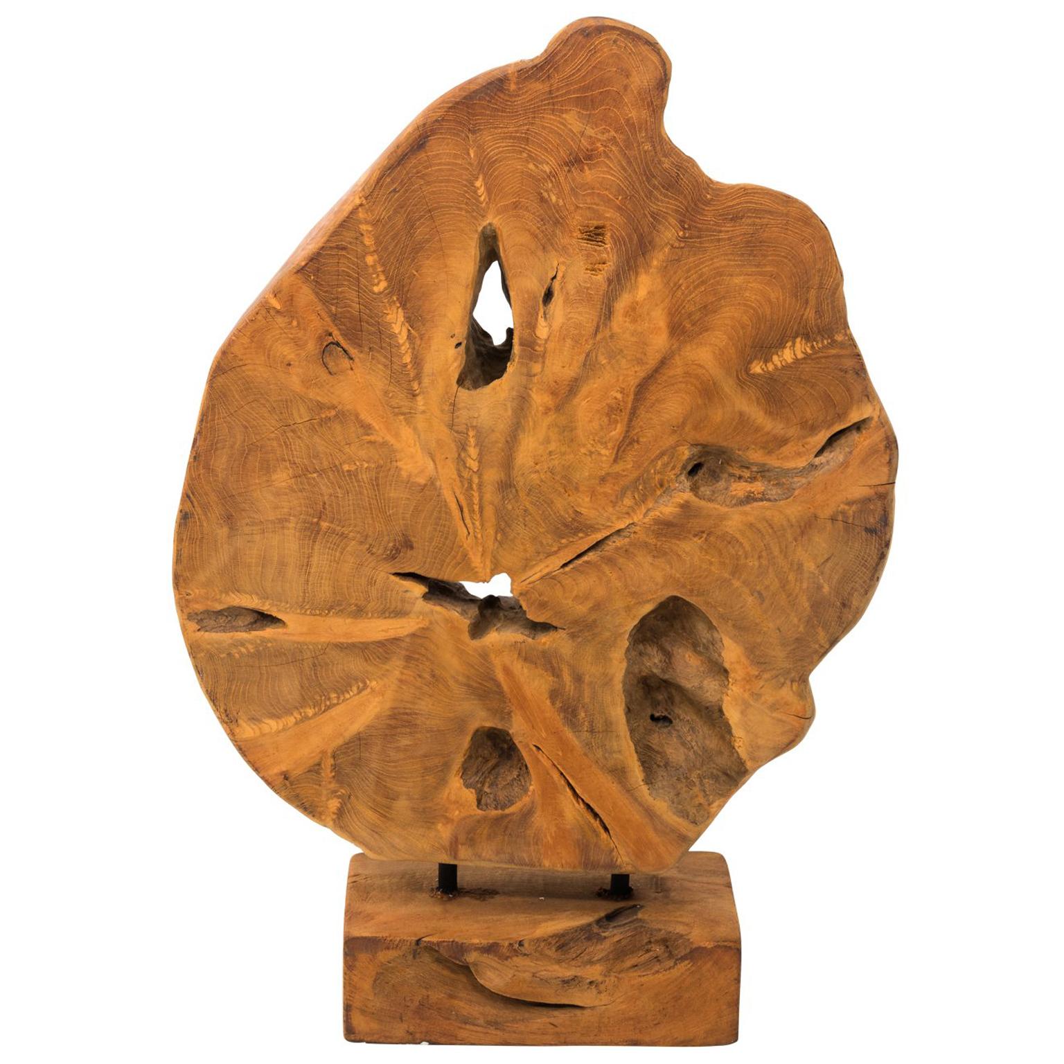 Sculpture en bois de ronce de teck