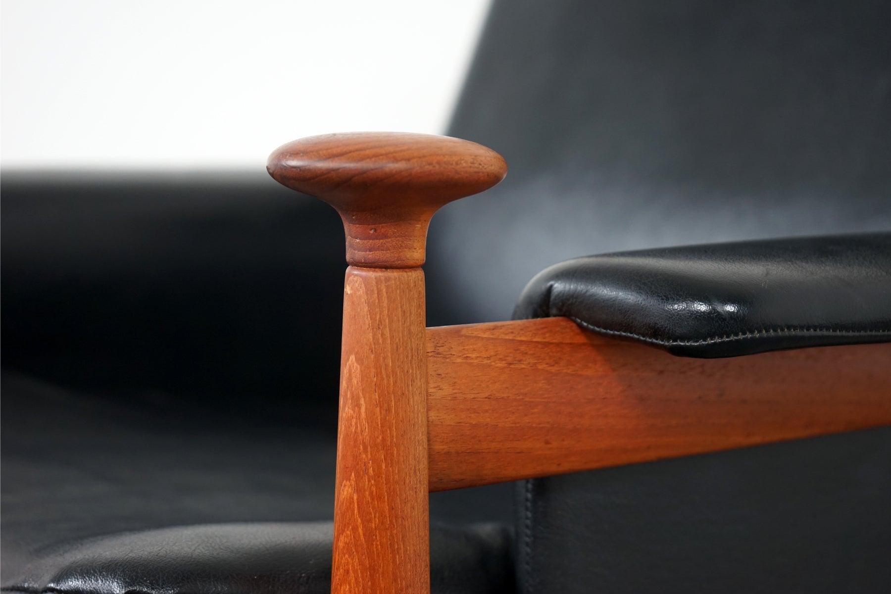 Silla Bwana de teca + Reposapiés de Finn Juhl para France & Son Model 152 Escandinavo moderno en venta