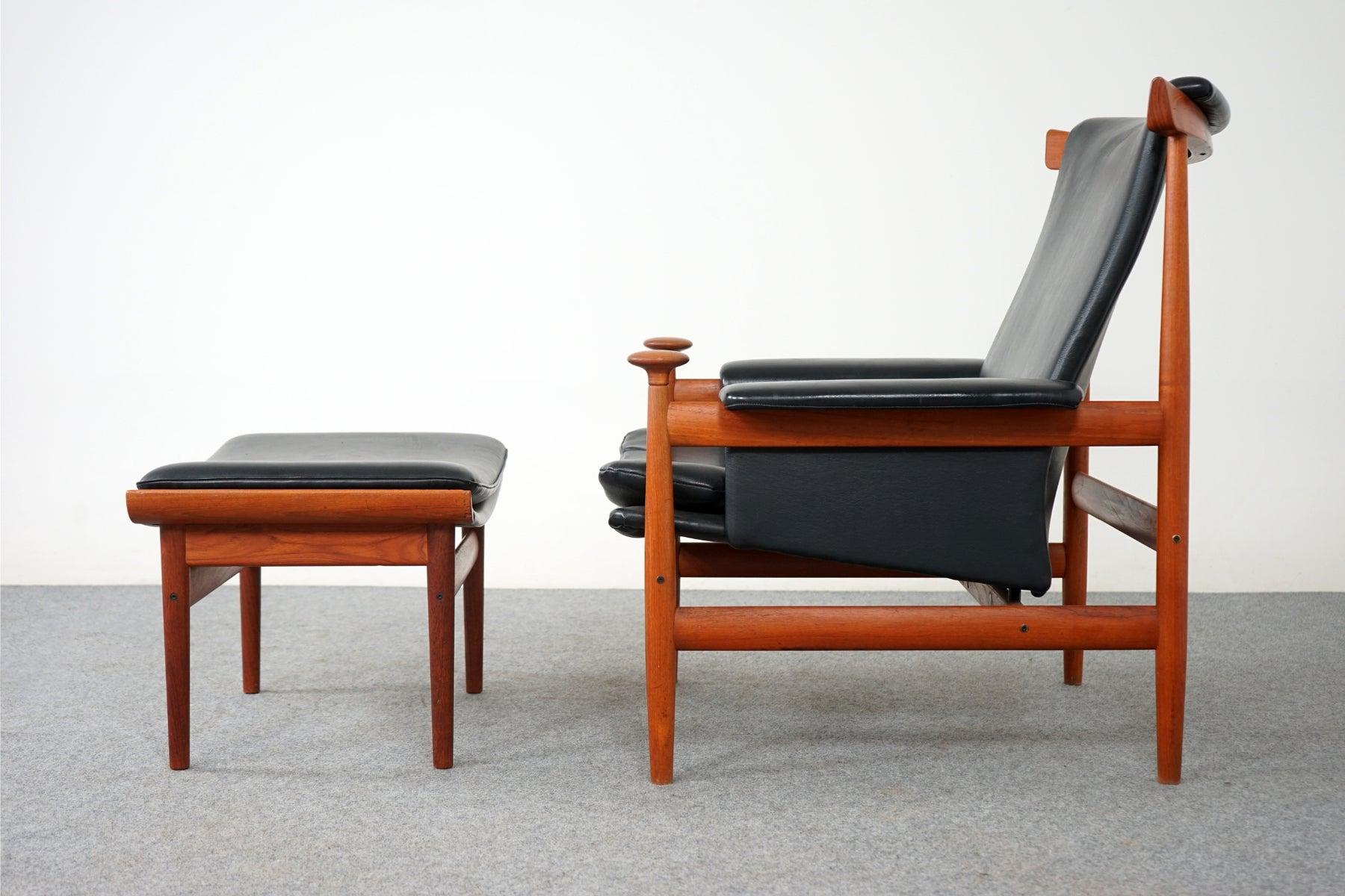 Scandinavian Modern Teak Bwana Chair + Footstool by Finn Juhl for France & Son Model 152 For Sale