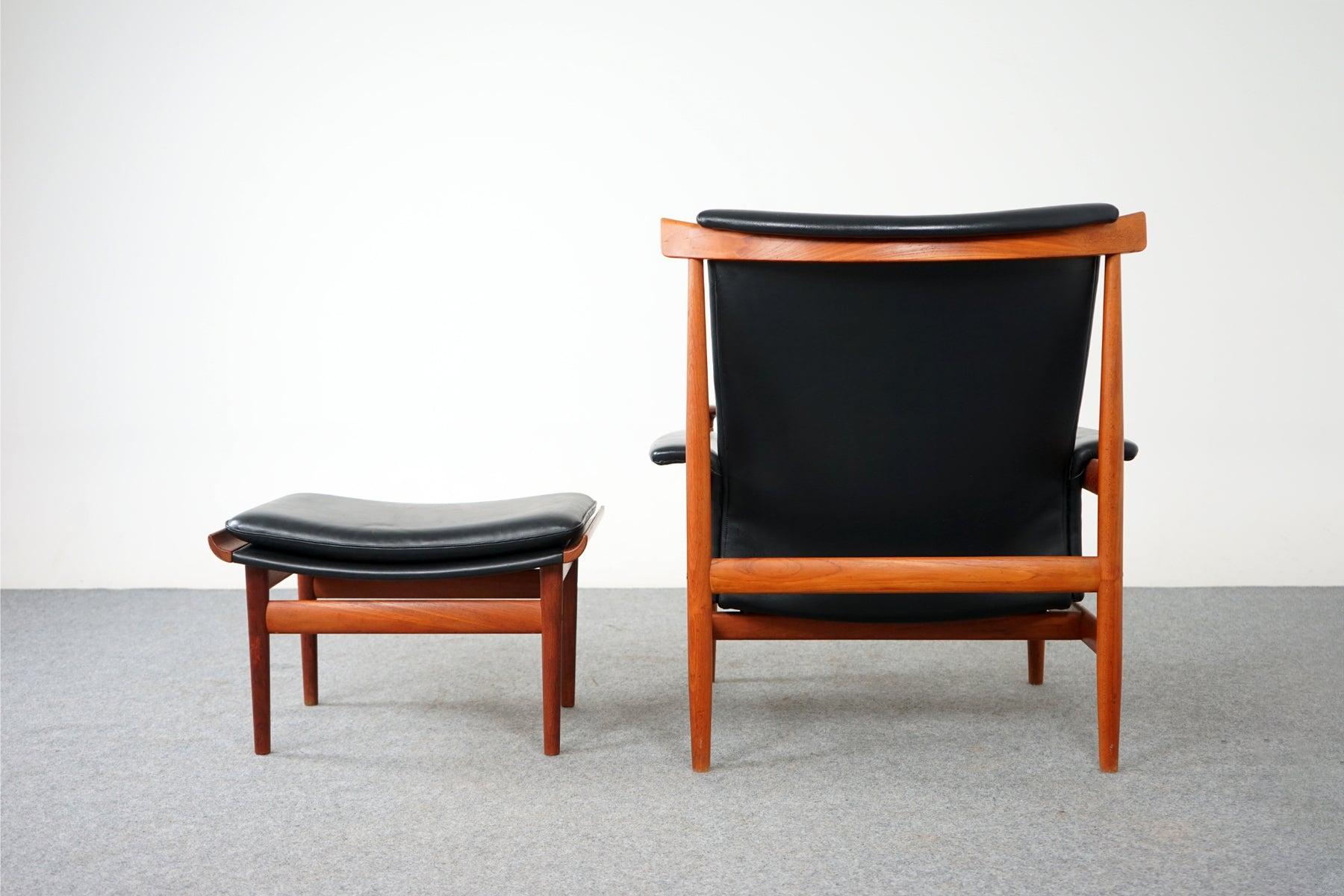Silla Bwana de teca + Reposapiés de Finn Juhl para France & Son Model 152 siglo XX en venta