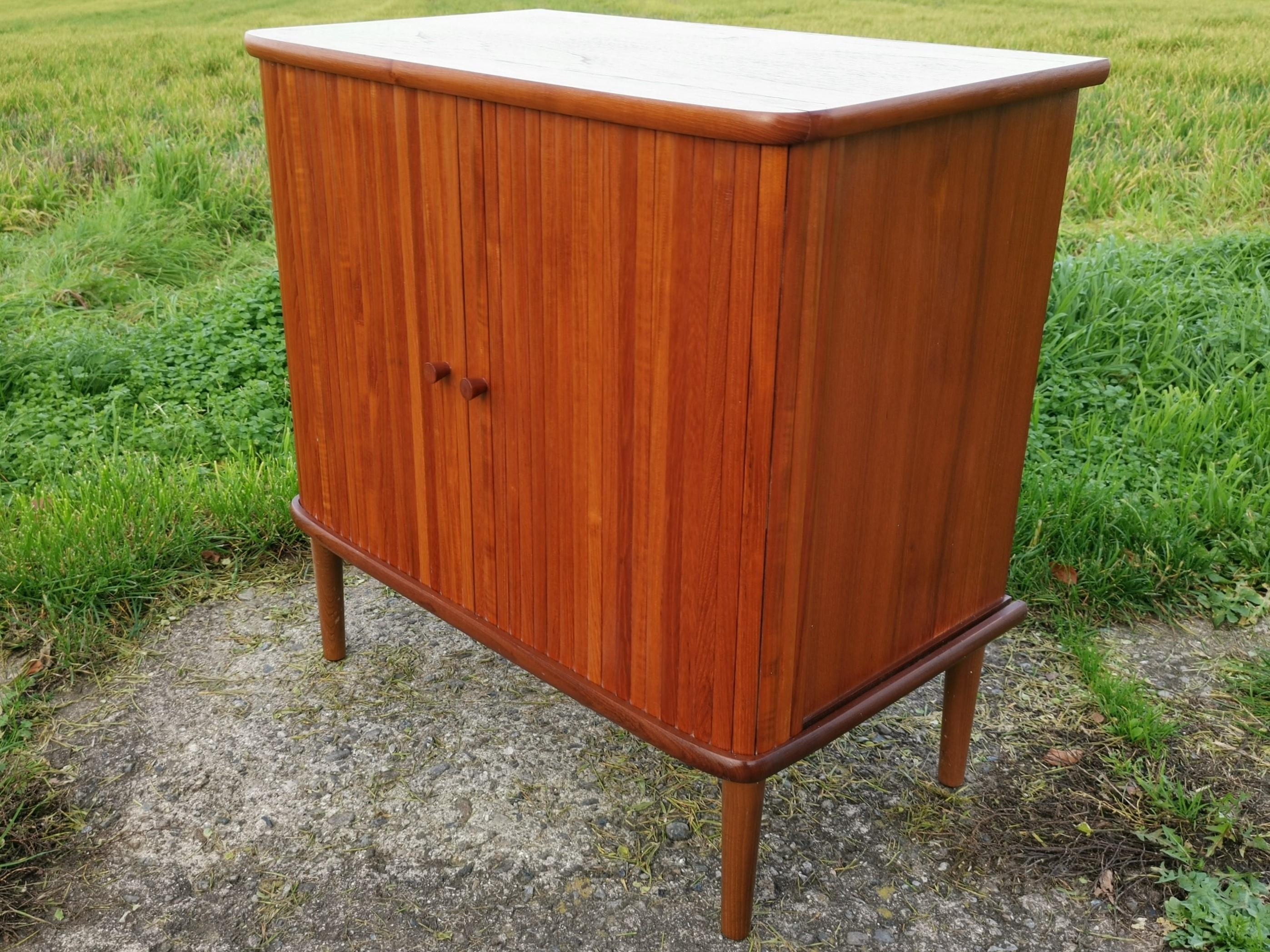 Teak Cabinet with Tambour Doors from the 50ies In Good Condition In København K, 84