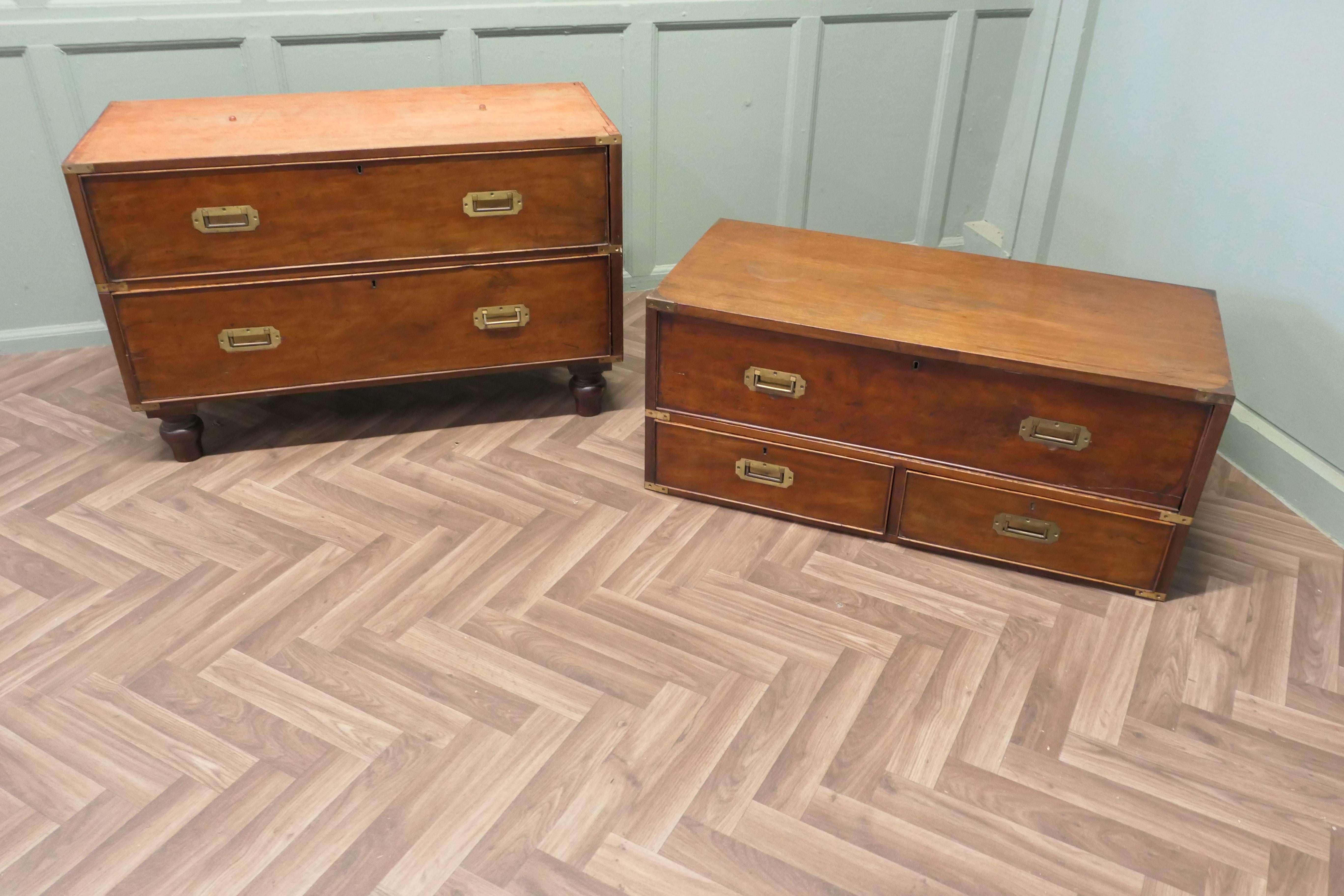 Teak Campaign Chest, 2 Piece Secretaire   This is a delightful piece For Sale 3