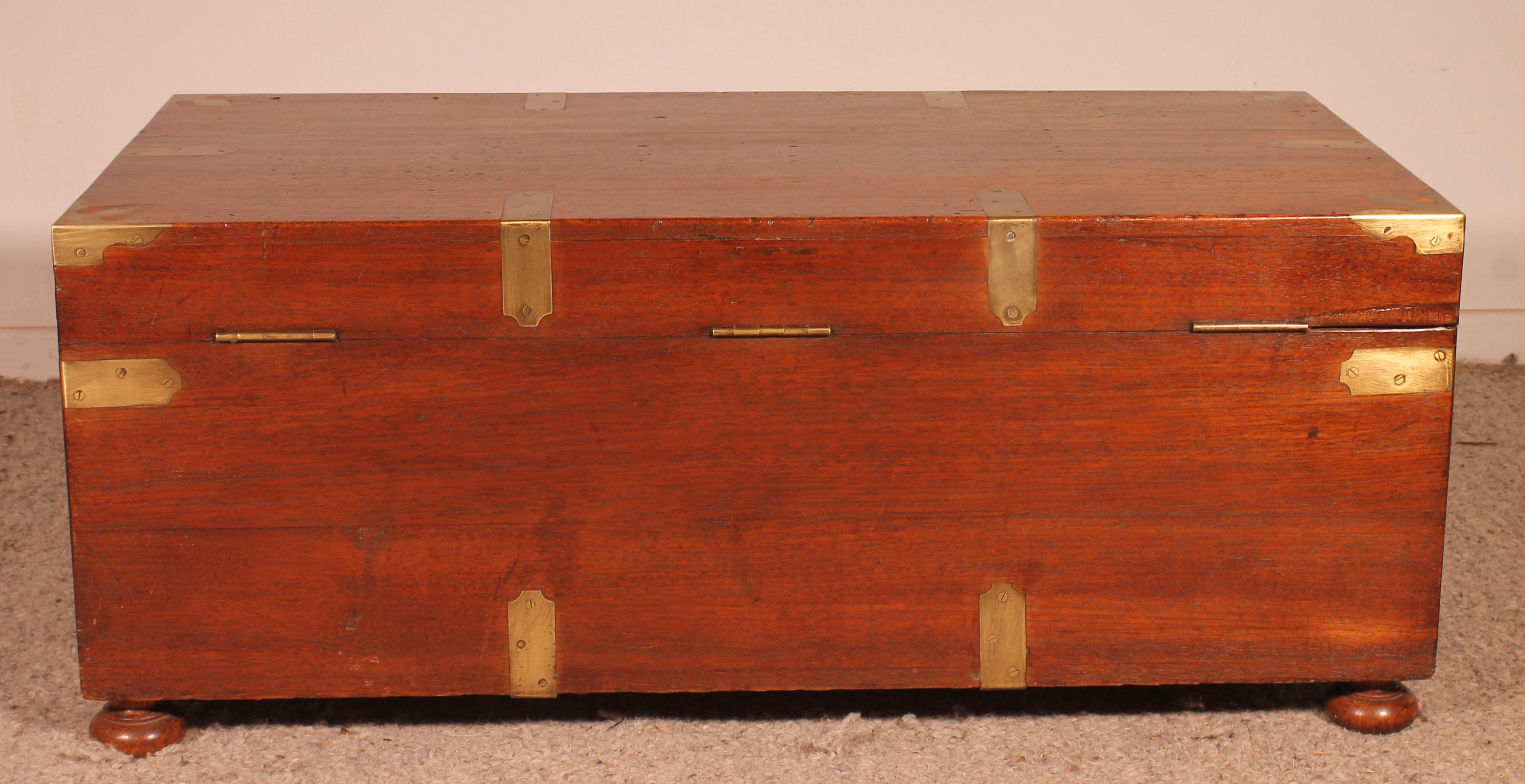 Teak Campaign Or Marine Chest From The 19th Century 7