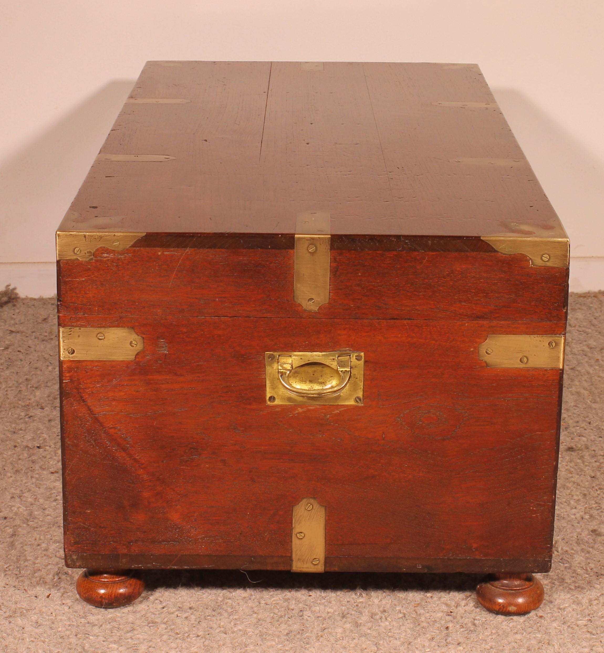 Teak Campaign Or Marine Chest From The 19th Century 8