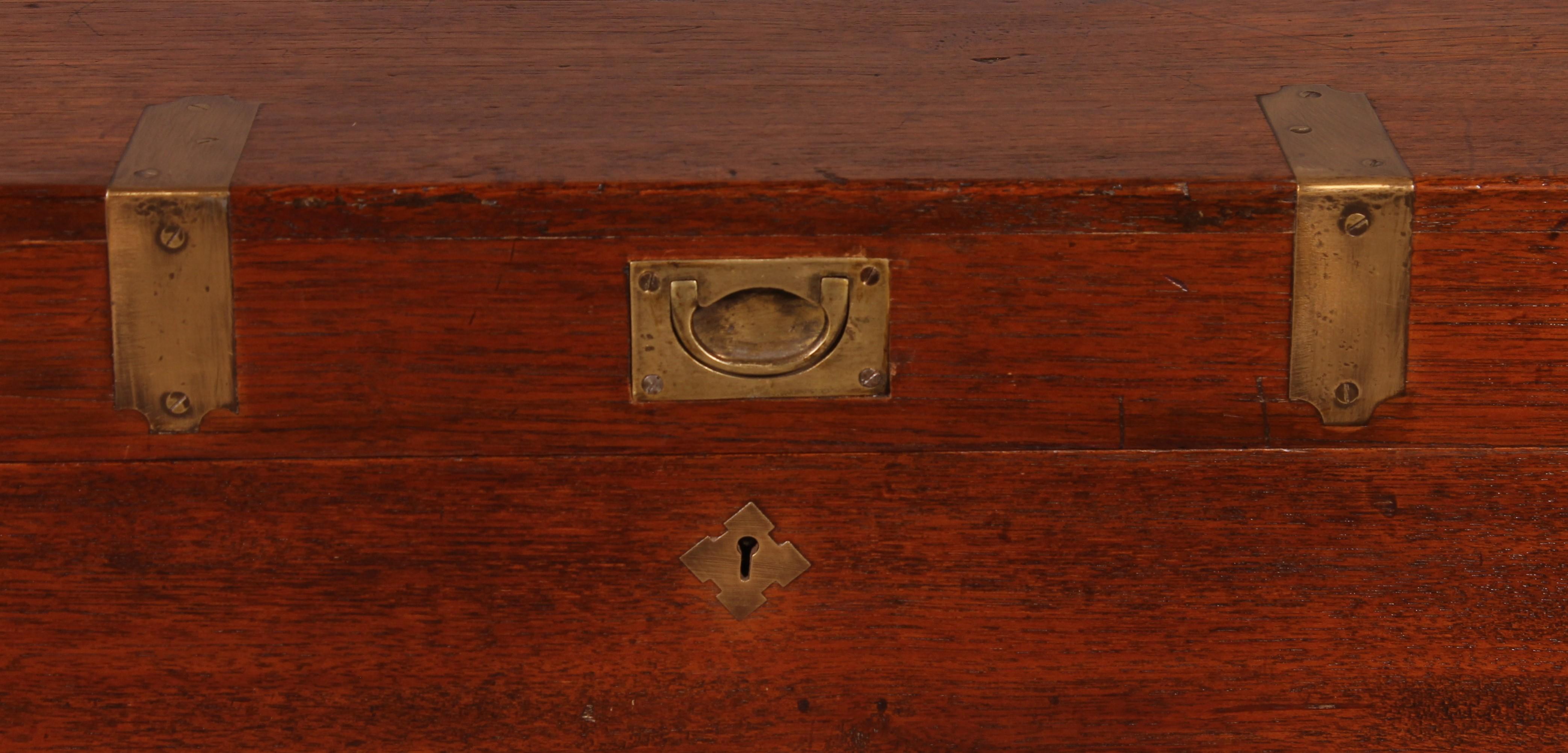 Teak Campaign Or Marine Chest From The 19th Century 1