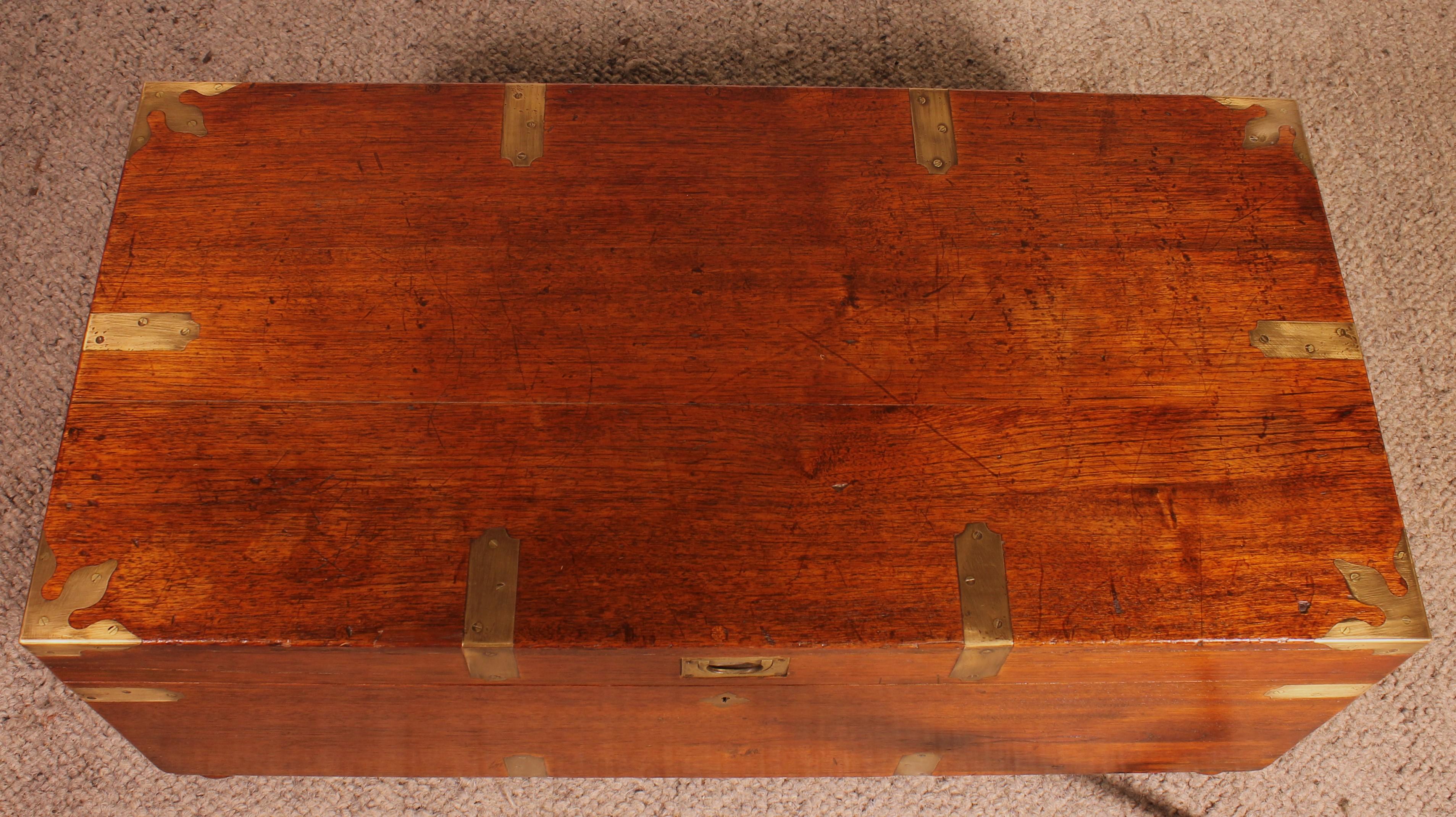Teak Campaign Or Marine Chest From The 19th Century 3
