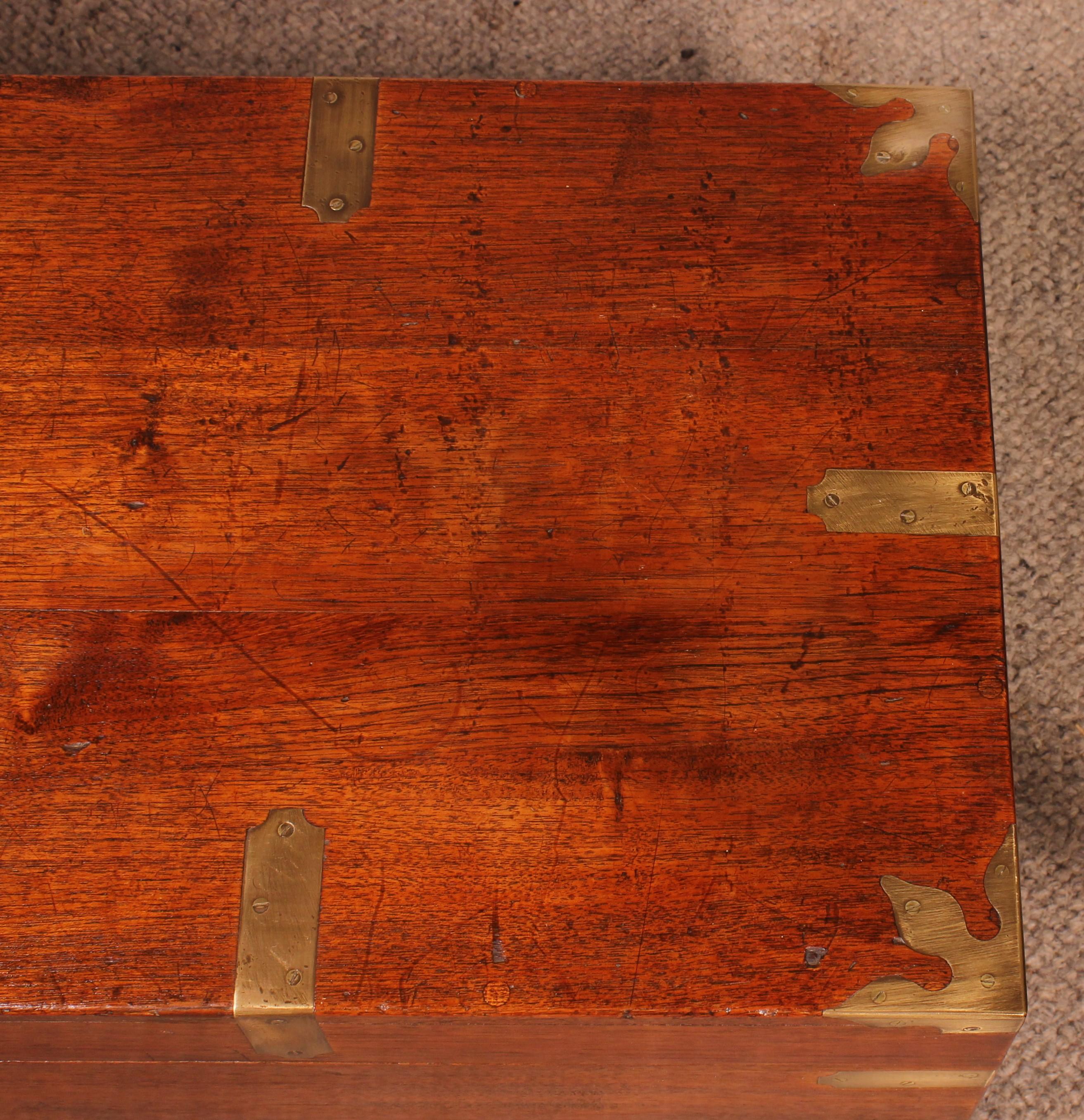 Teak Campaign Or Marine Chest From The 19th Century 4