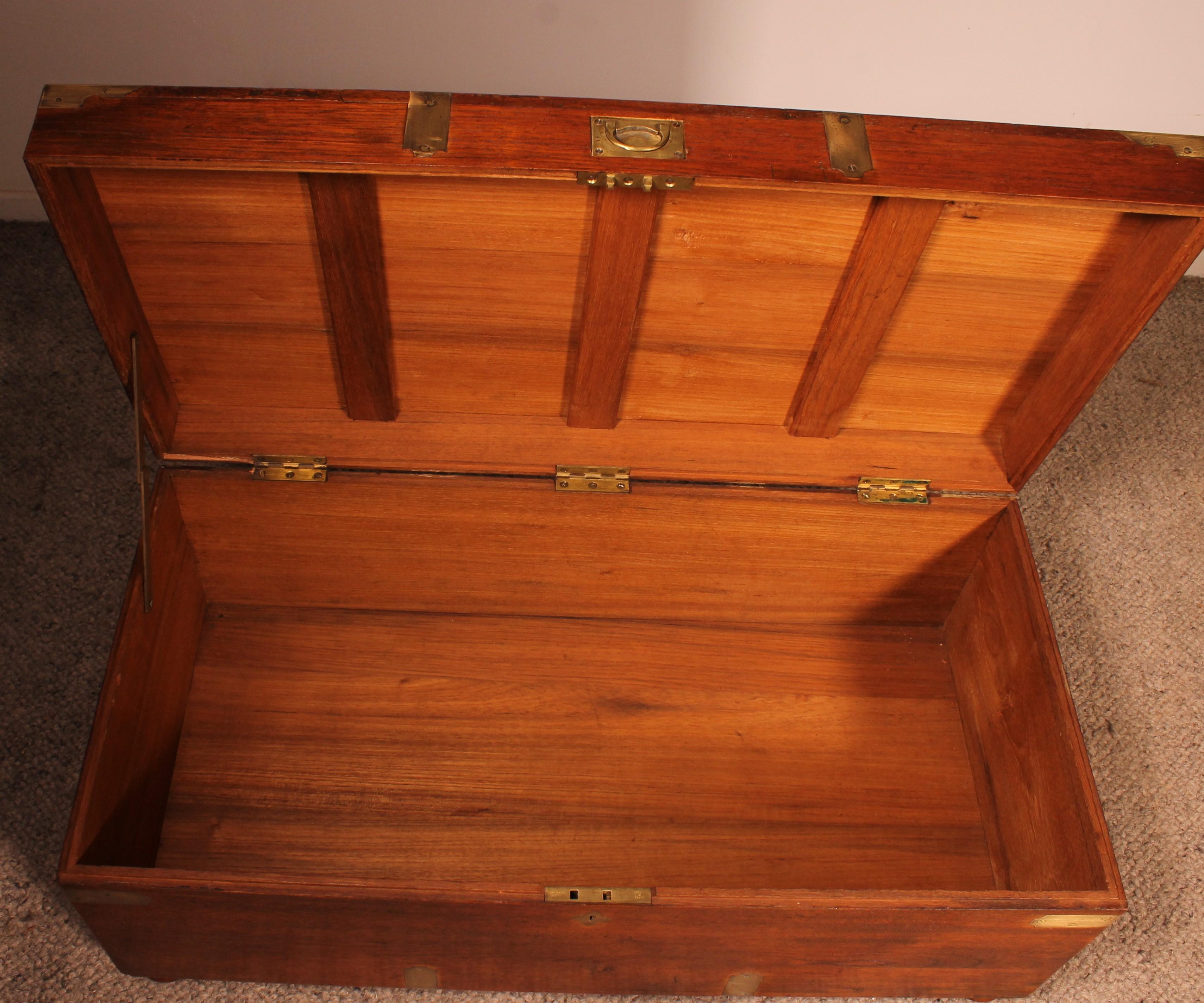 Teak Campaign Or Marine Chest From The 19th Century 5