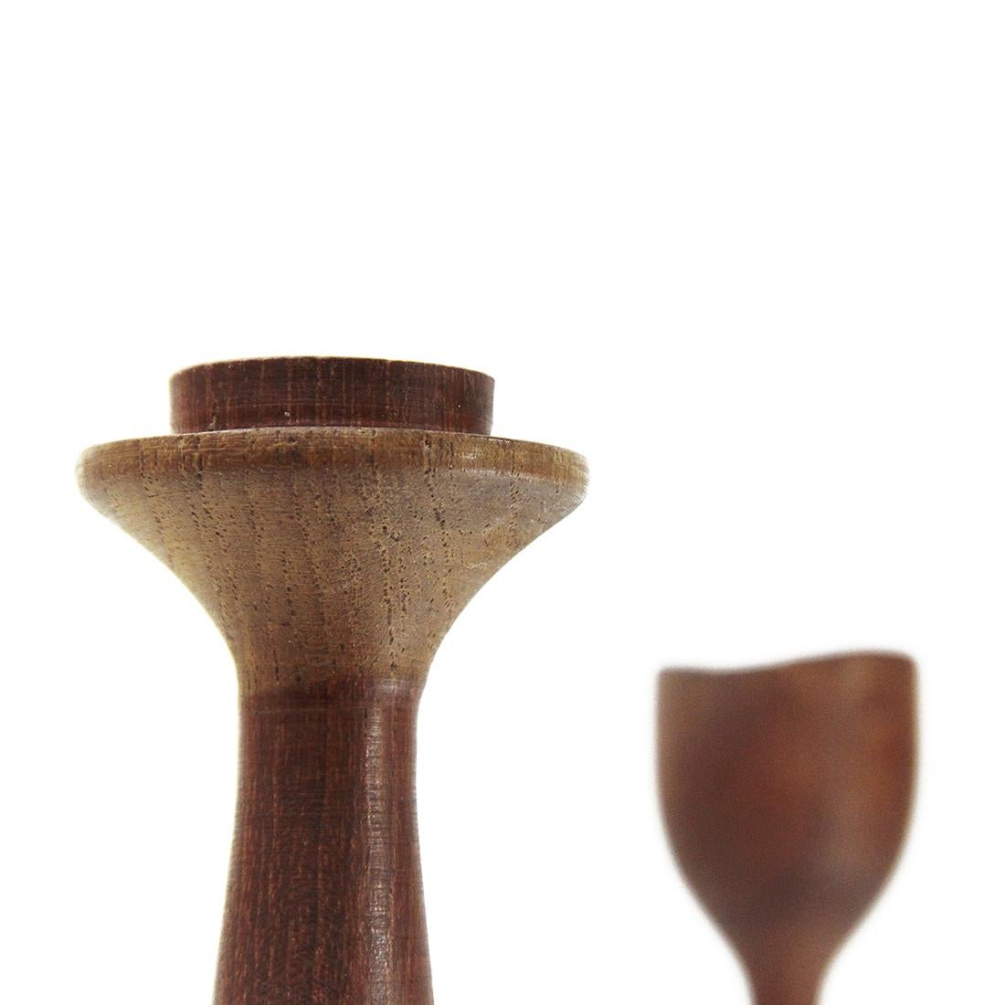 Teak Candlestick by Anri Form, 1950s, Set of 2 In Good Condition In Savona, IT