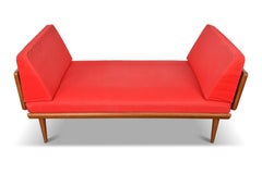 Teak + Cane Loveseat / Daybed By Peter Hvidt