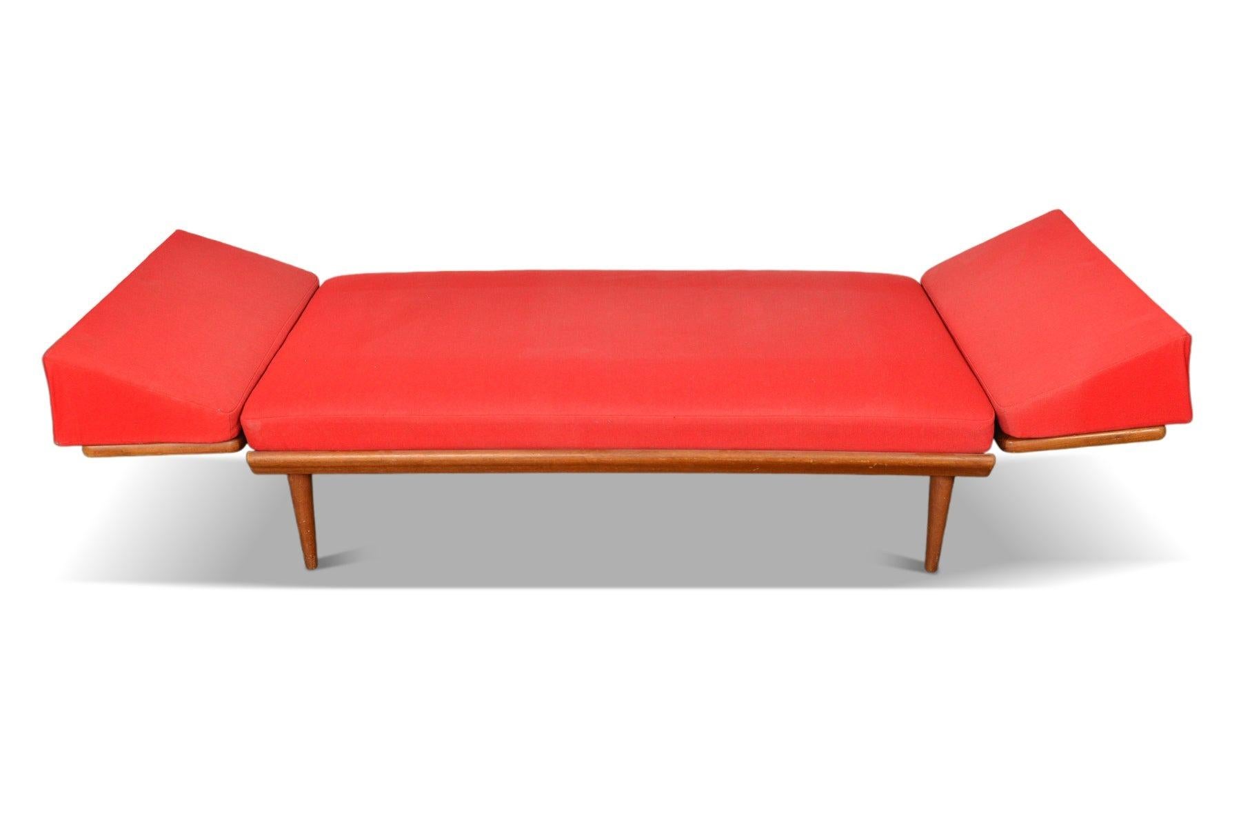 Teak + Cane Loveseat / Daybed By Peter Hvidt In Excellent Condition For Sale In Berkeley, CA