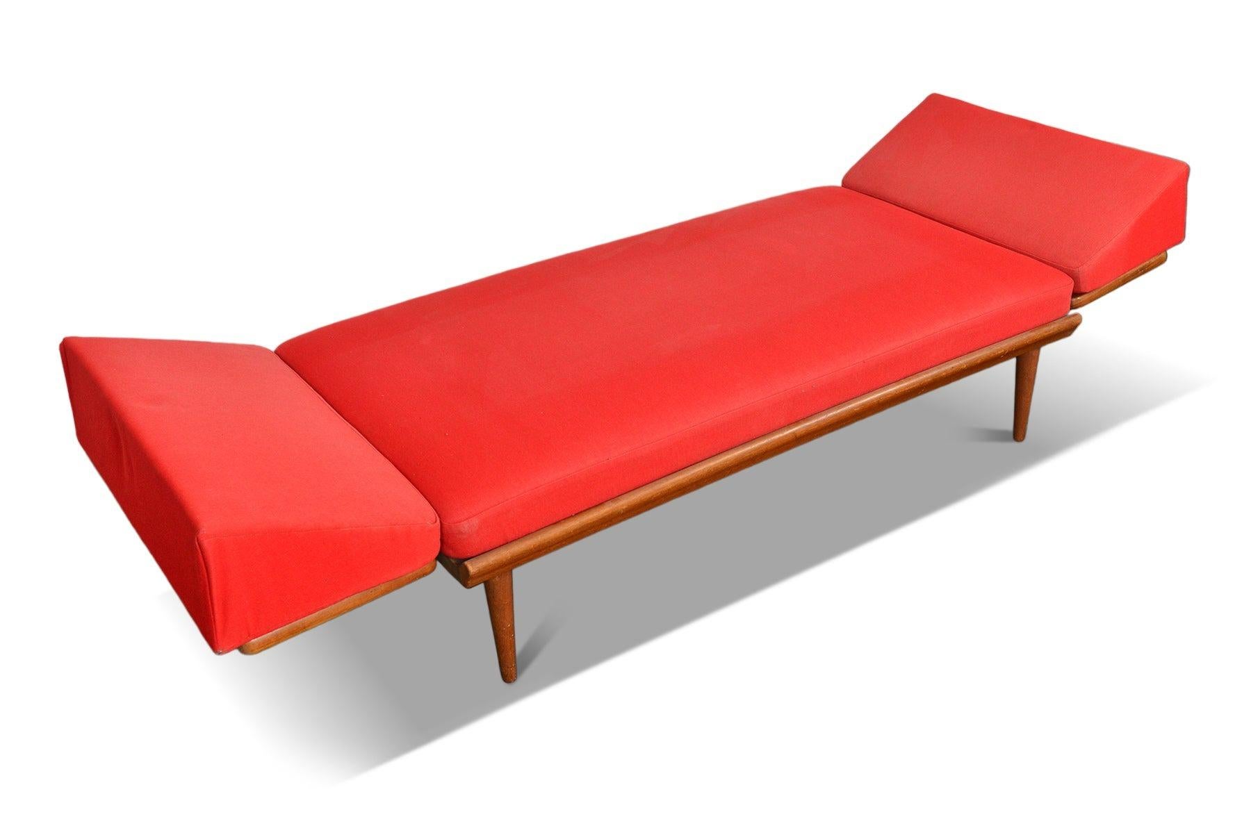 20th Century Teak + Cane Loveseat / Daybed By Peter Hvidt For Sale