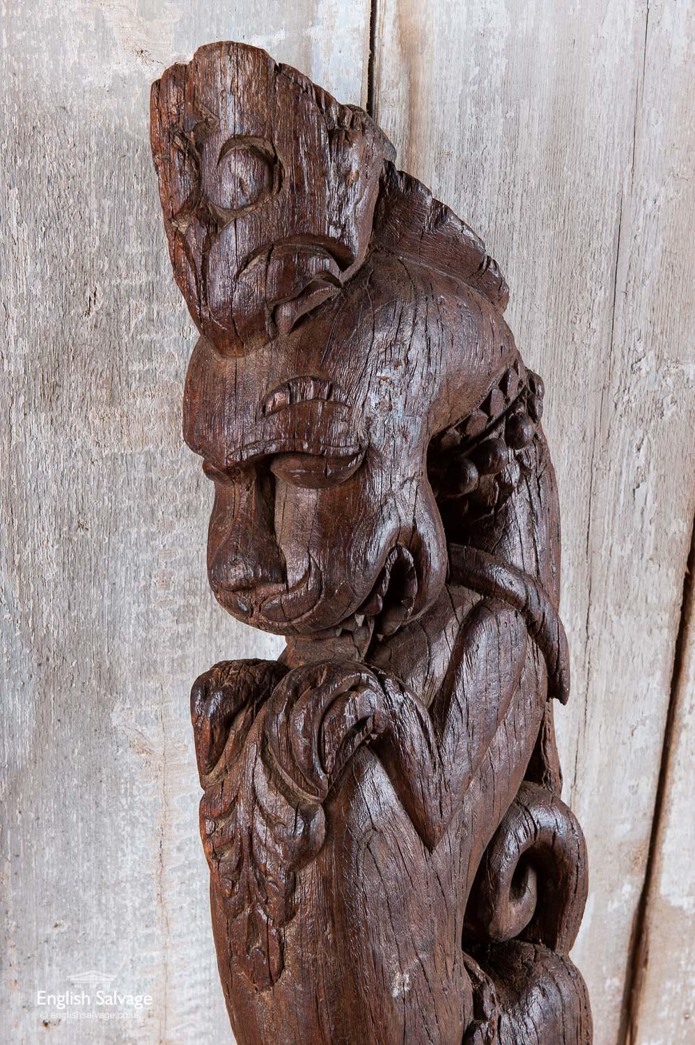 Asian Teak Carved Lion Bracket or Corbel, 20th Century For Sale