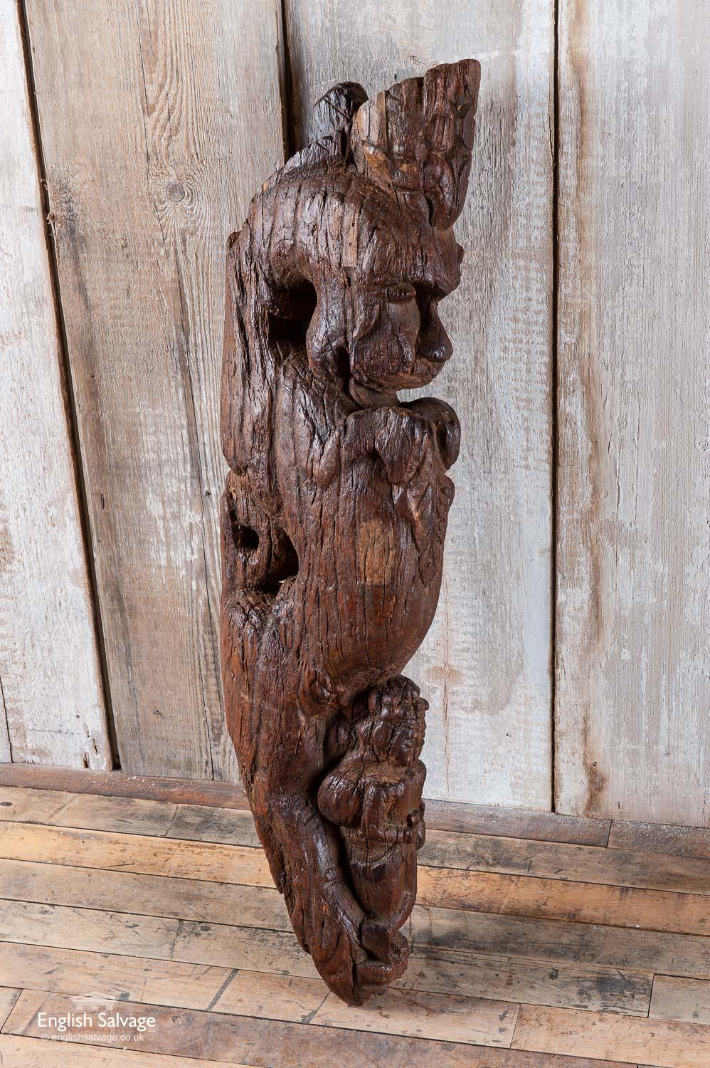Teak Carved Lion Bracket or Corbel, 20th Century For Sale 2