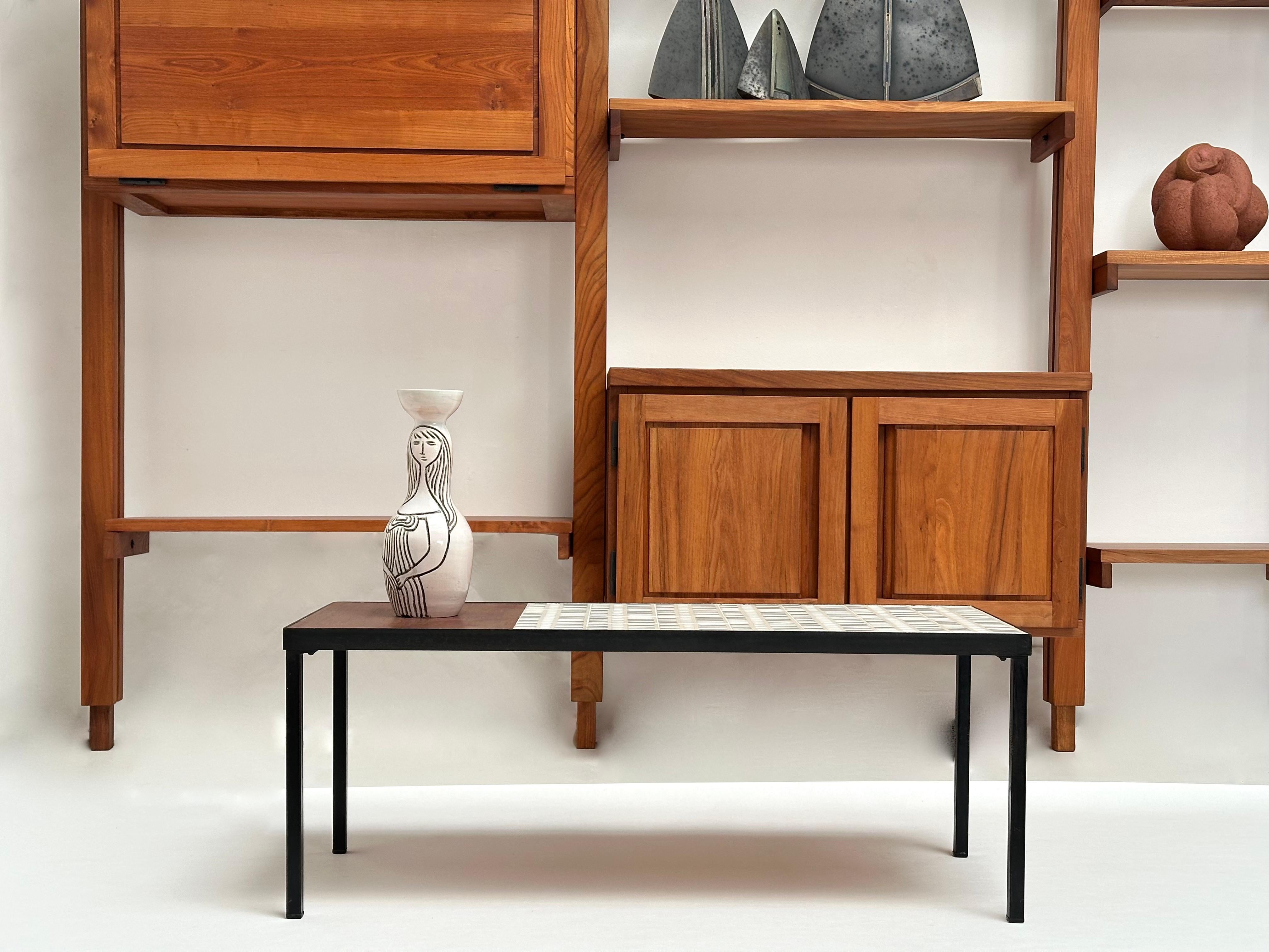 Table basse en teck et céramique de Roger Capron, France, vers 1960 en vente 3