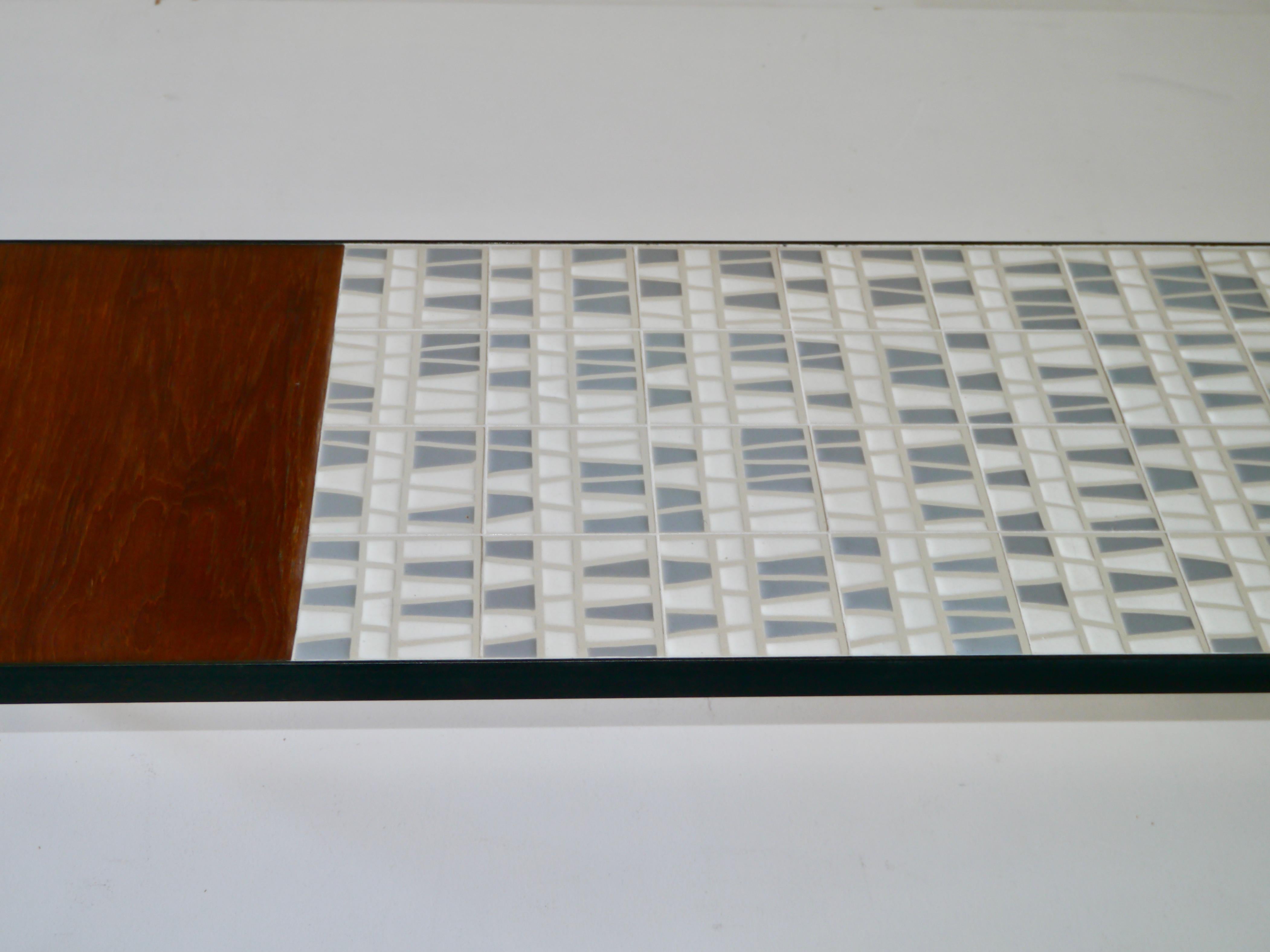 French Teak & Ceramic Coffee Table by Roger Capron, France, c. 1960 For Sale
