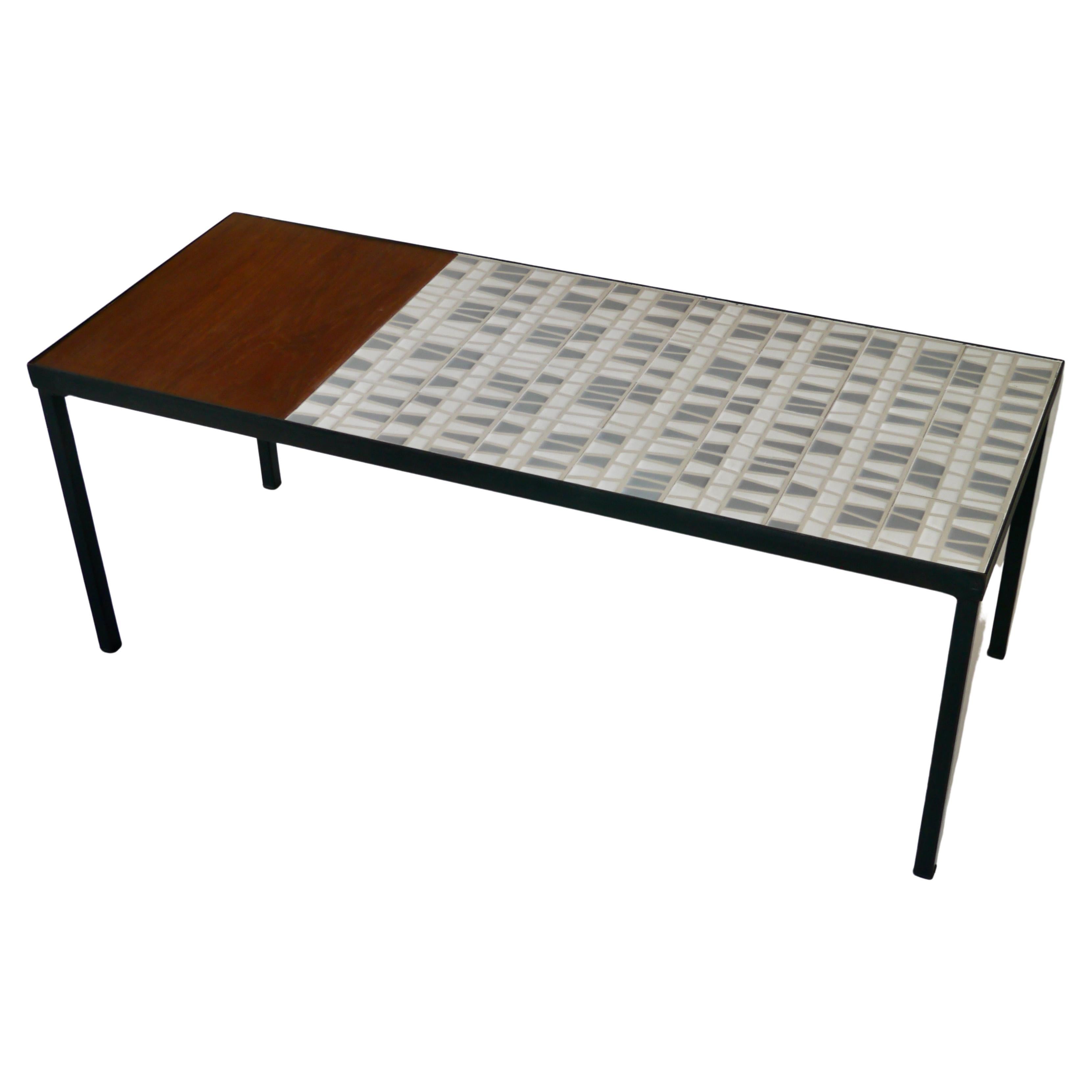 Teak & Ceramic Coffee Table by Roger Capron, France, c. 1960 For Sale