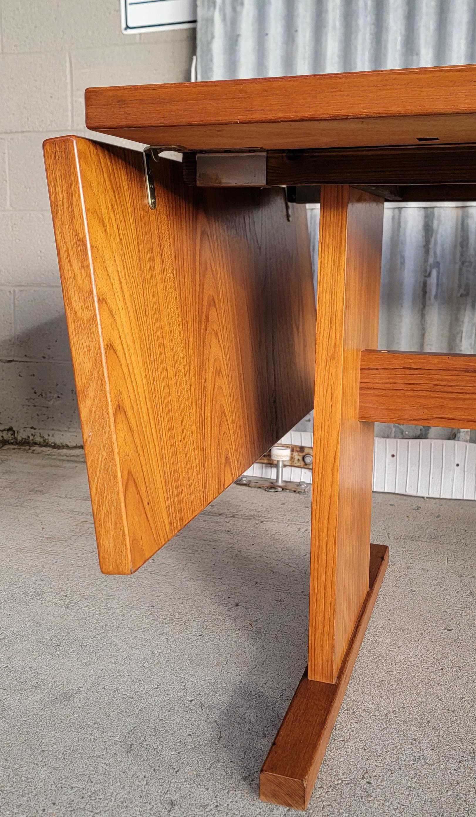 Teak & Ceramic Tile Danish Modern Expanding Dining Table 6