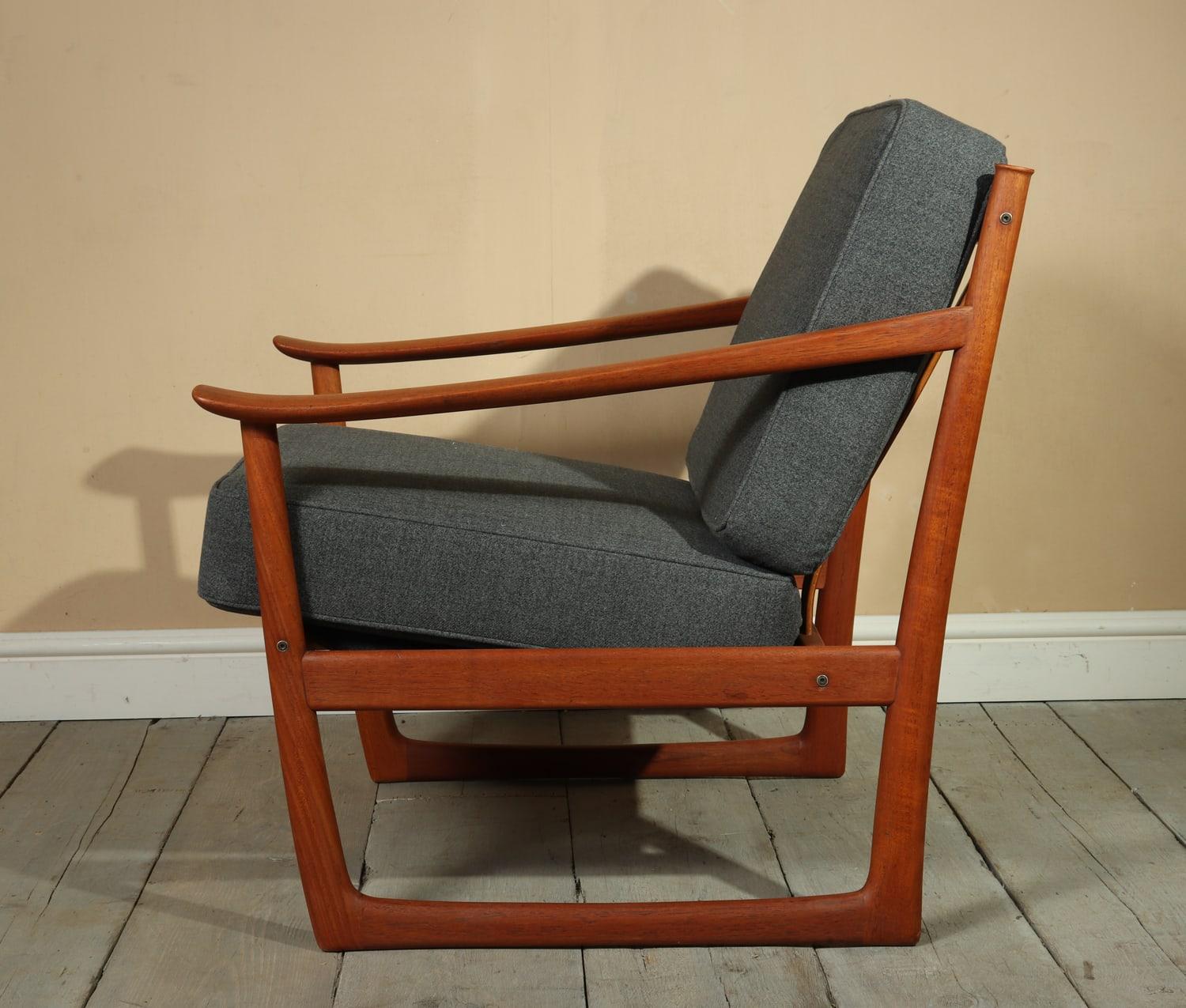 Wool Teak Chair Model 130 by Peter Hvidt for France and Son