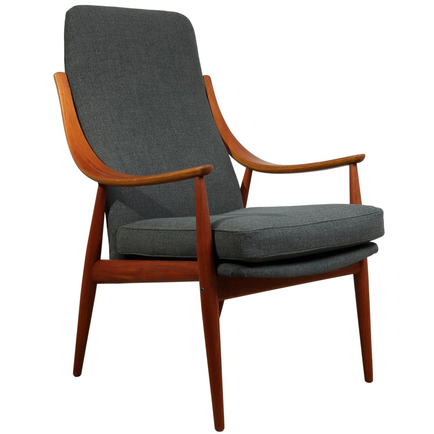 Teak Chair Model 148 by Peter Hvidt Fo France and SonTeak Chair Model 148 For Sale