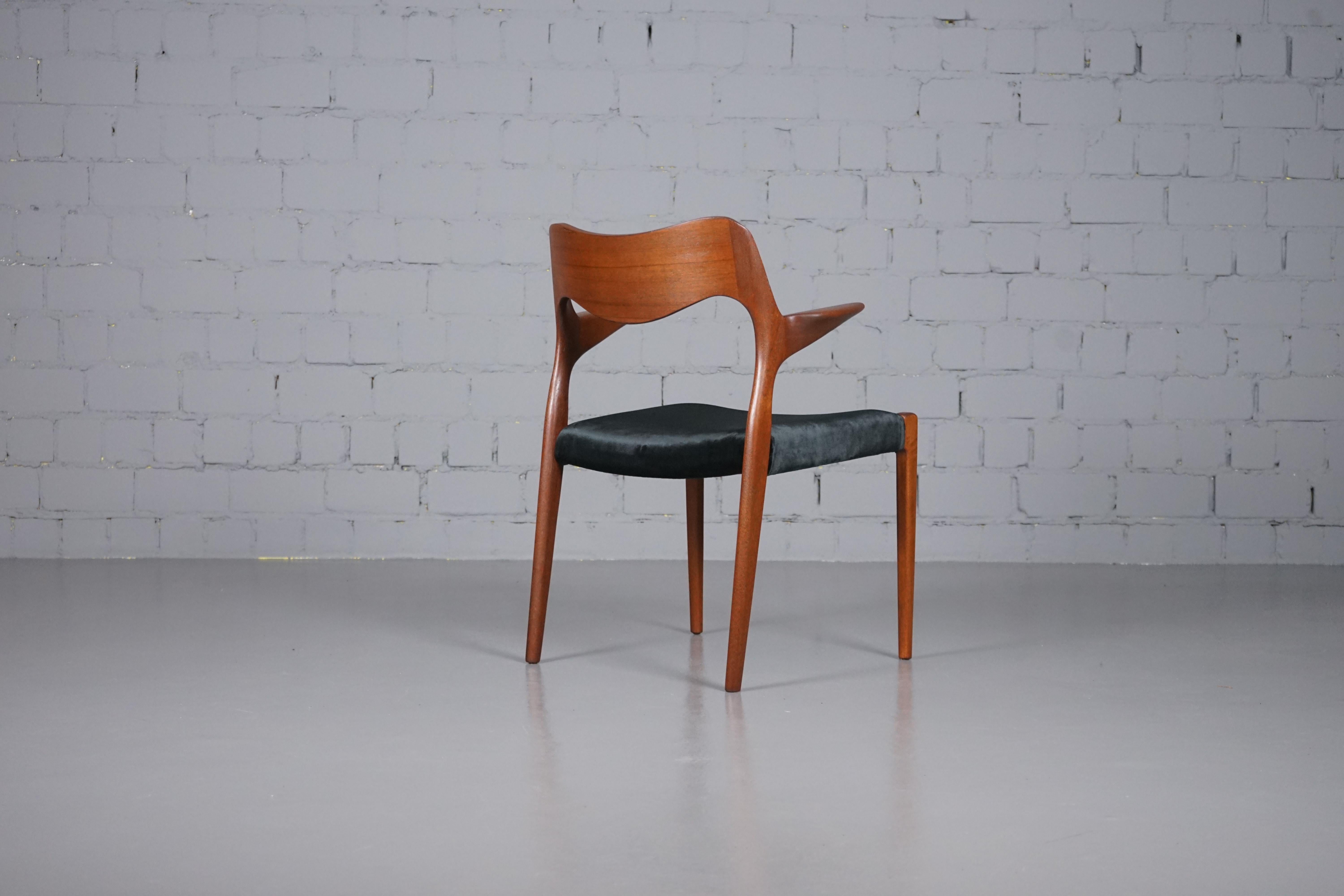 Mid-20th Century Teak Chair Model No. 55 Chair by Niels O. Moller for J.L Møller For Sale