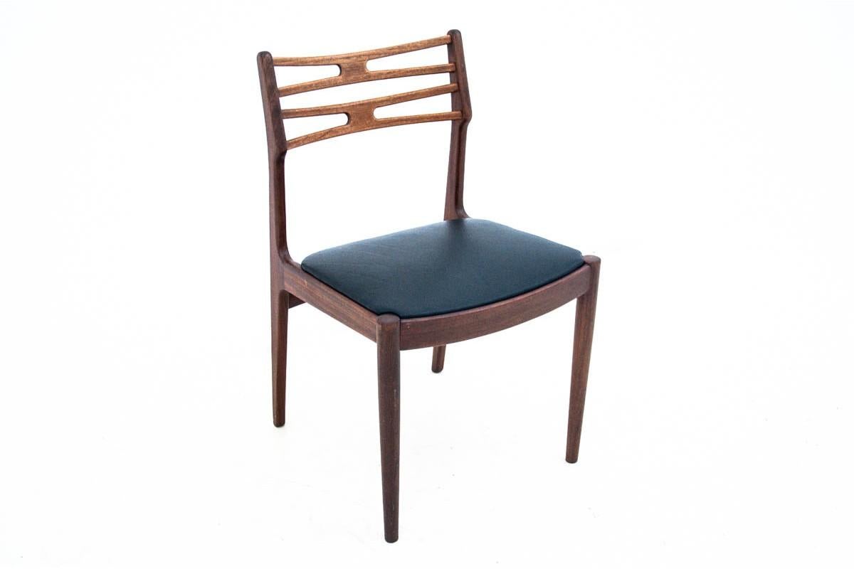 Leather Teak Chairs, Danish Design, 1960s For Sale