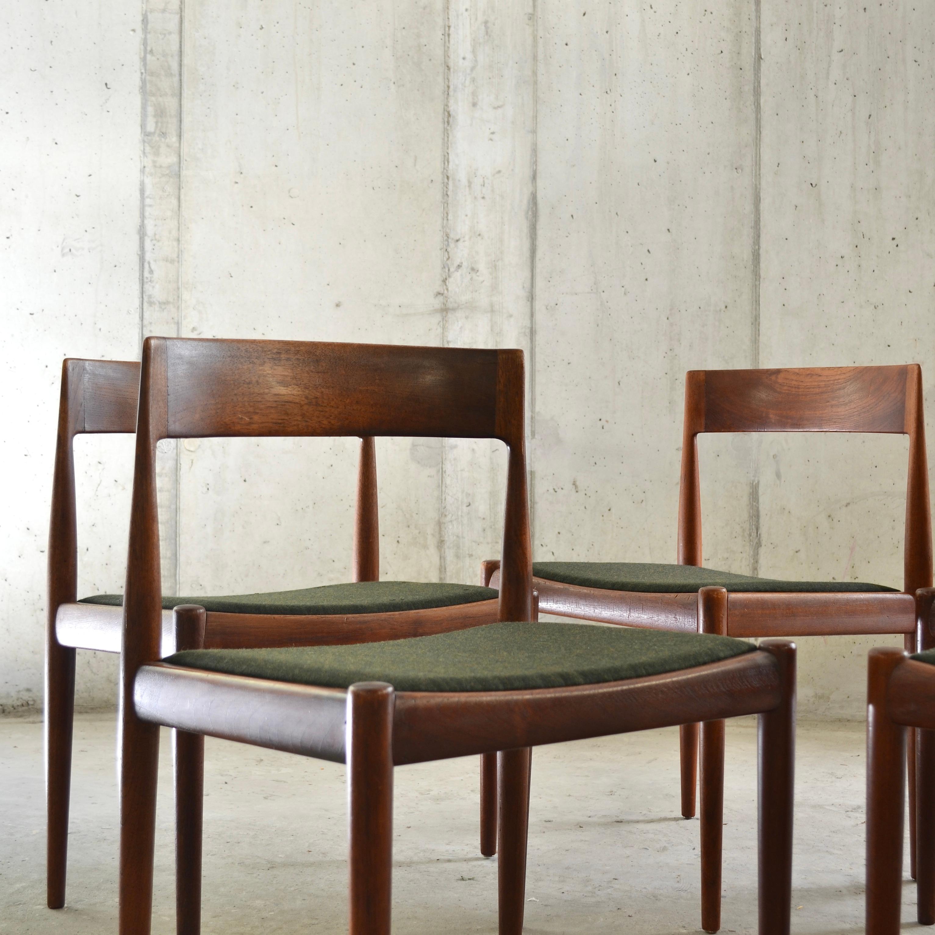 Teak Chairs, Kai Kristiansen, Fritz Hansen, Denmark, 1961 In Good Condition In La Tour-de-Peilz, CH