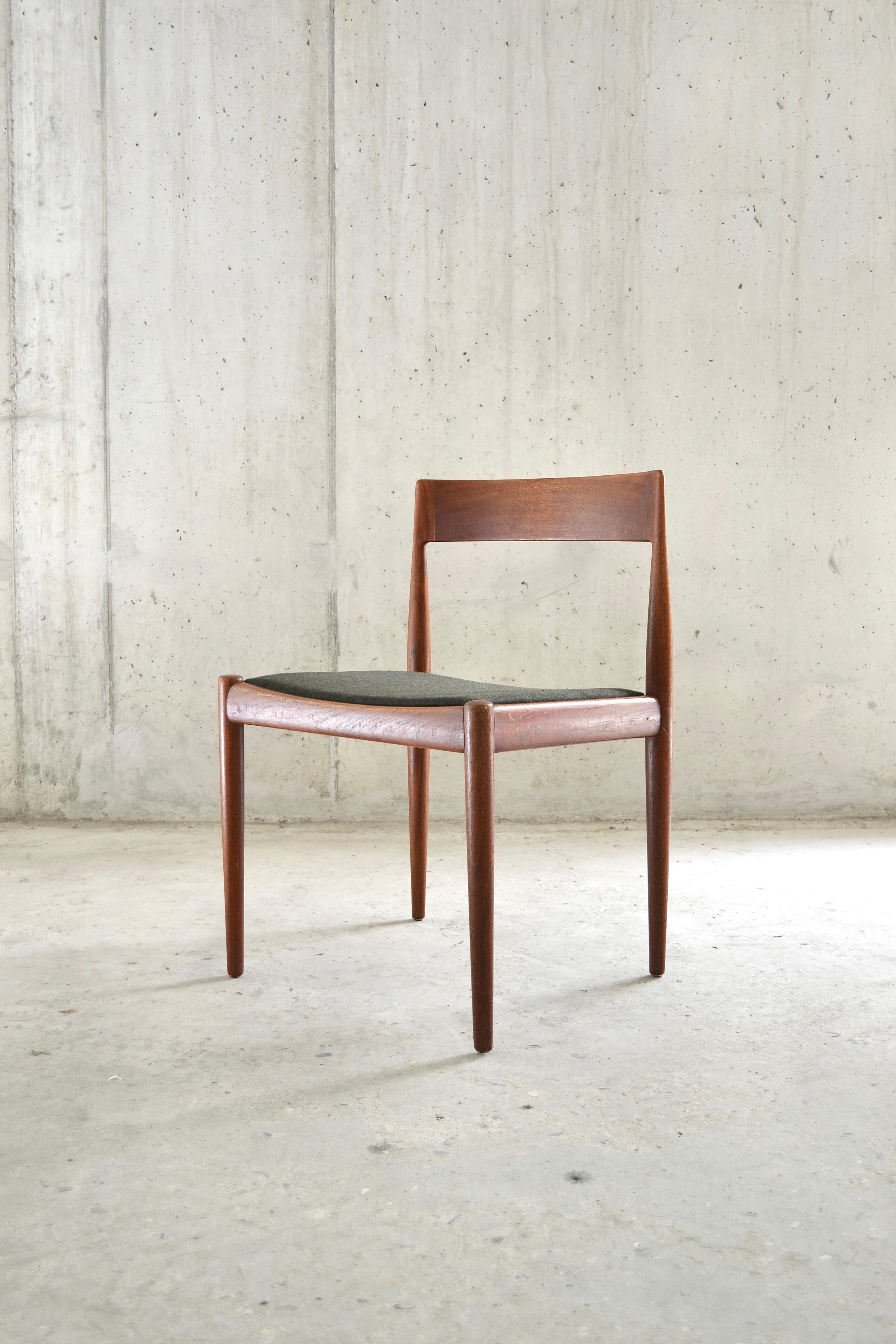 Fabric Teak Chairs, Kai Kristiansen, Fritz Hansen, Denmark, 1961