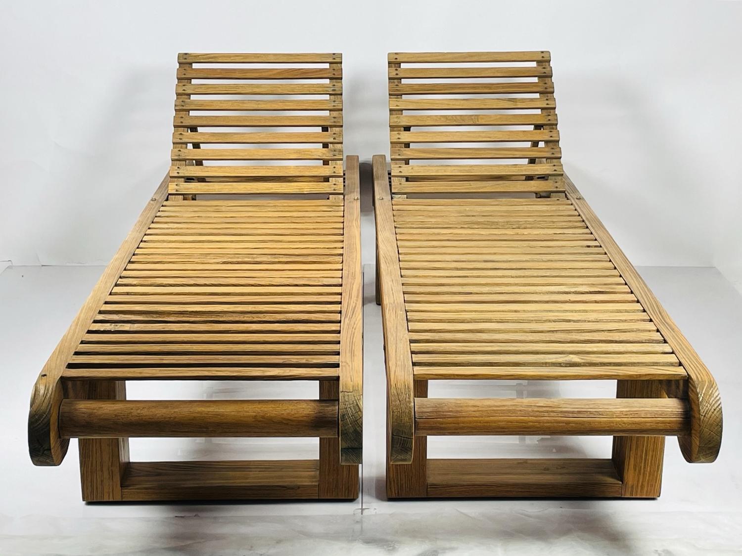 Mid-Century Modern Teak Chaise Lounge Chairs/Benches by Kipp Stewart Design for Summit Furniture For Sale