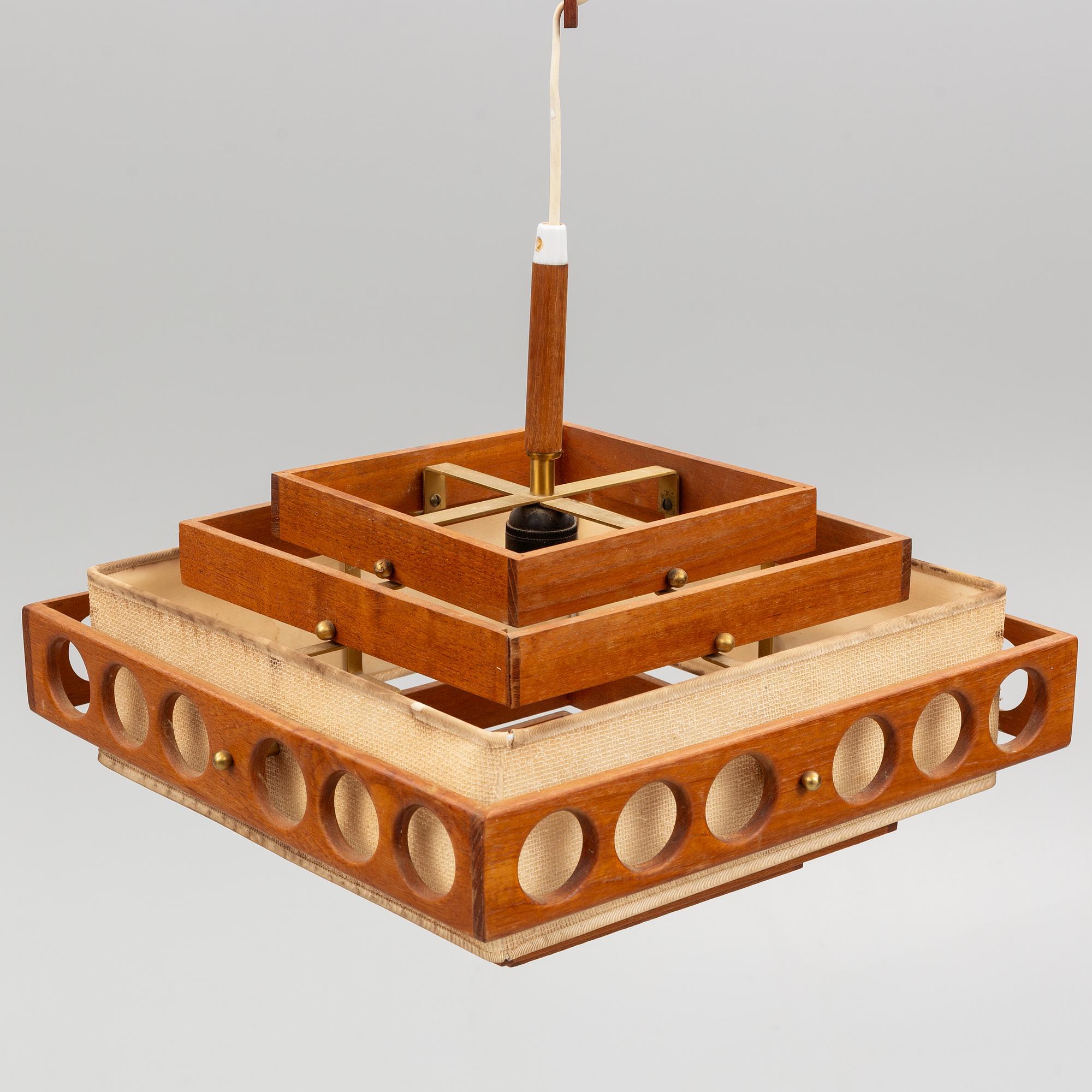 Lustre en teck Artistics anonymes  Suède 1960 Bon état - En vente à Paris, FR