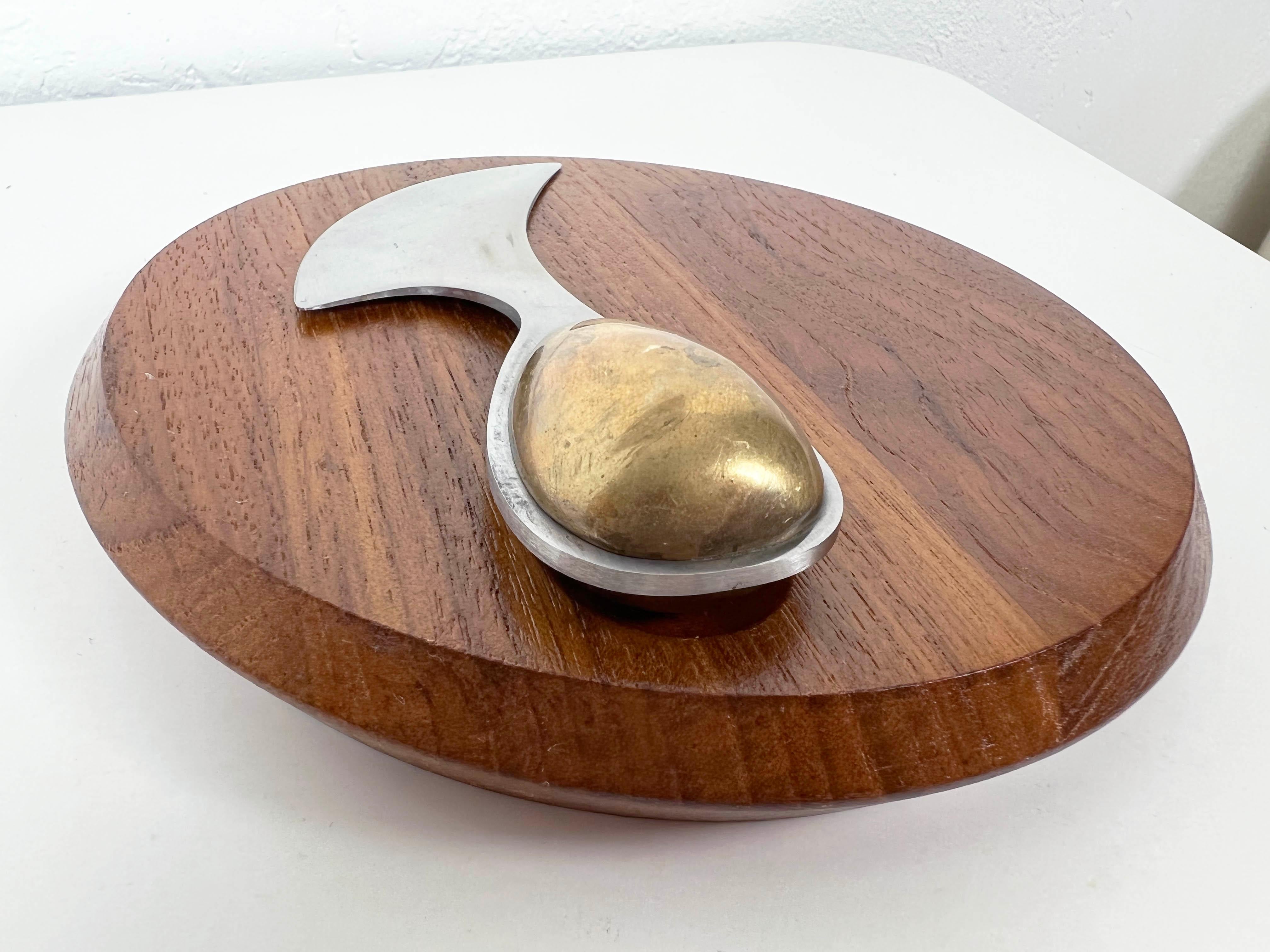 Danish Teak Cheeseboard and Knife by Vivianna Torun for Dansk