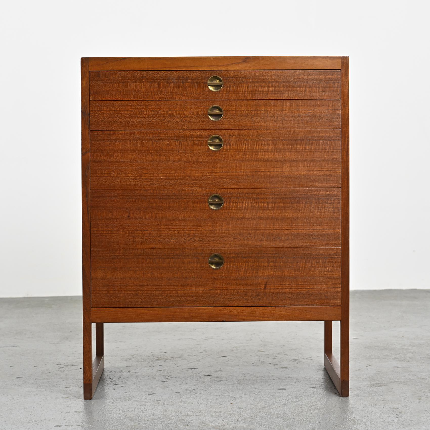 Leather Teak Chest of Drawers by Børge Mogensen, circa 1957