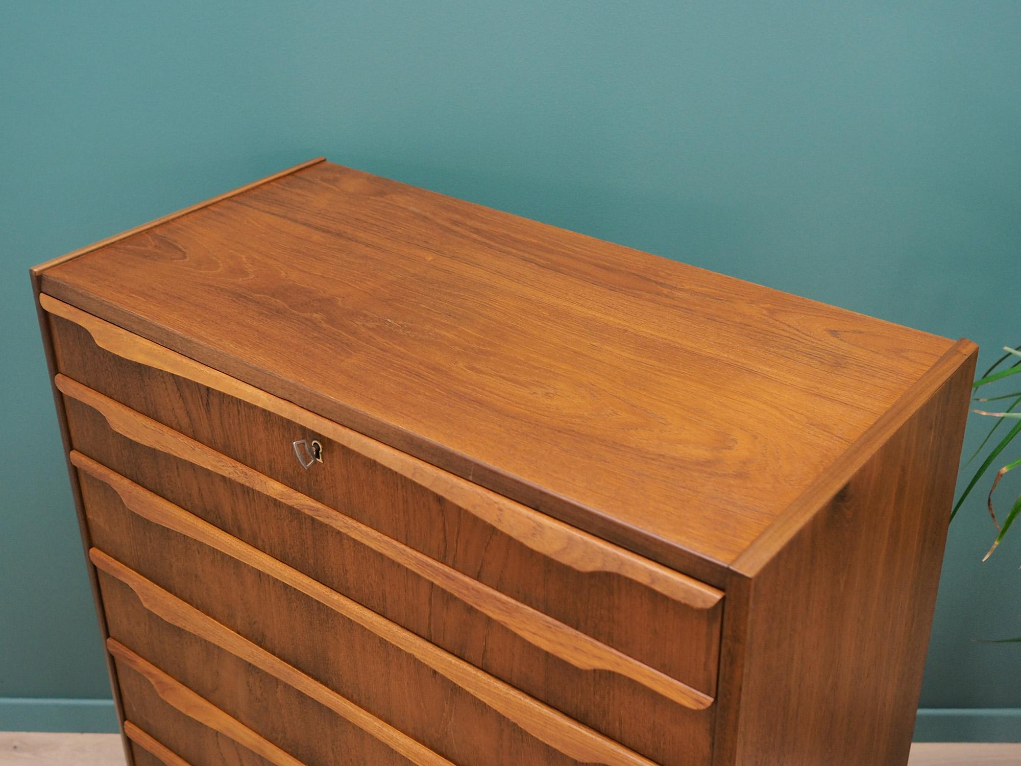 Teak Chest Of Drawers Vintage 60 70 In Good Condition In Szczecin, Zachodniopomorskie