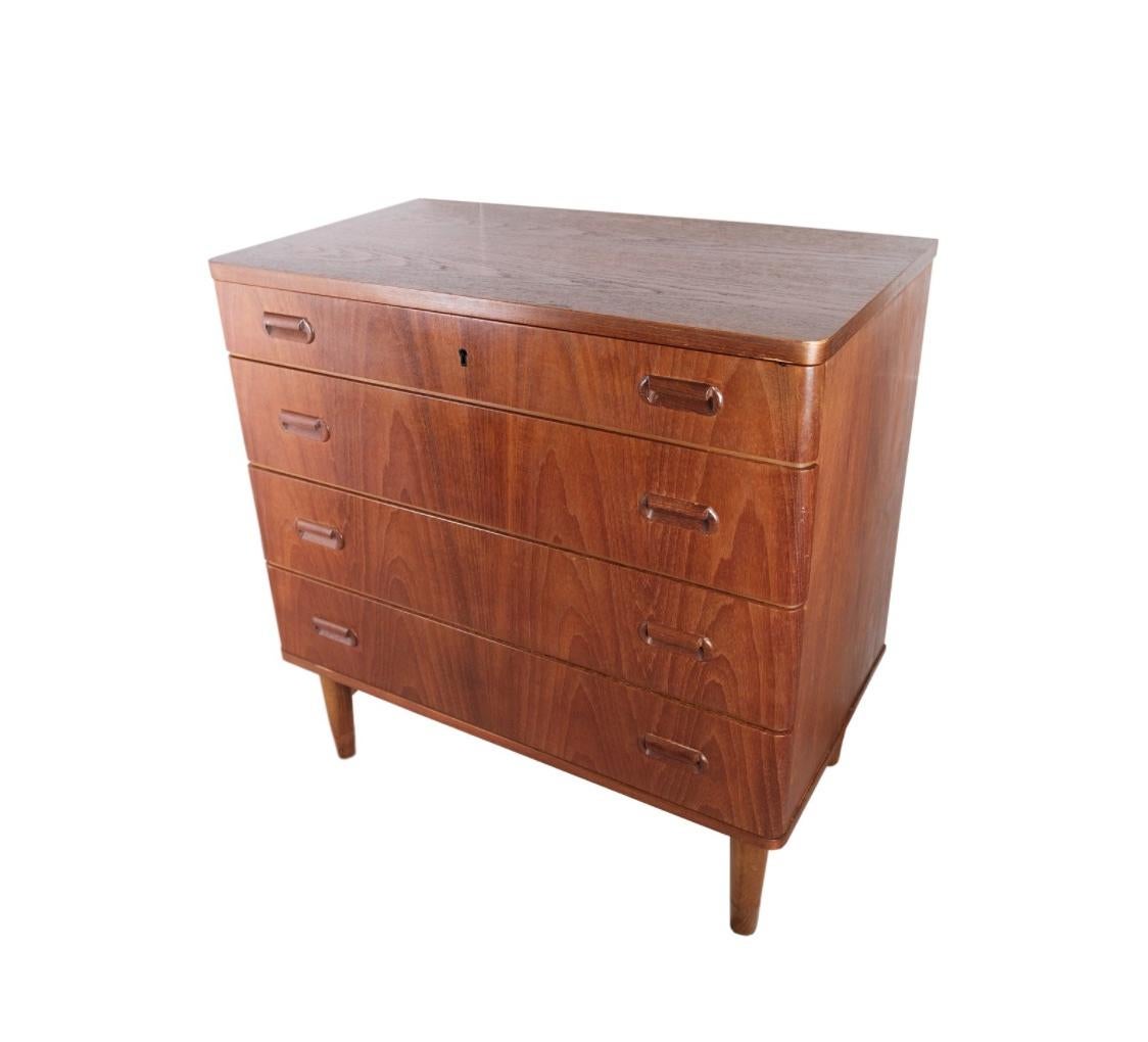 Mid-Century Modern Teak Chest of Drawers with 4 Drawers of Danish Design from the 1960s For Sale