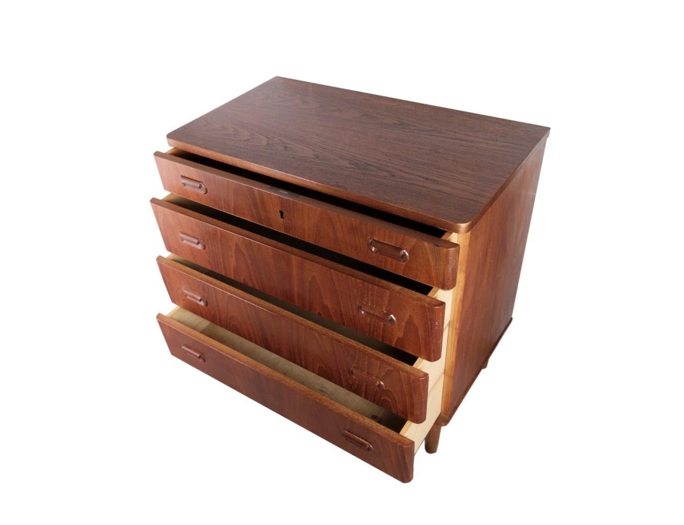 Teak Chest of Drawers with 4 Drawers of Danish Design from the 1960s For Sale 1