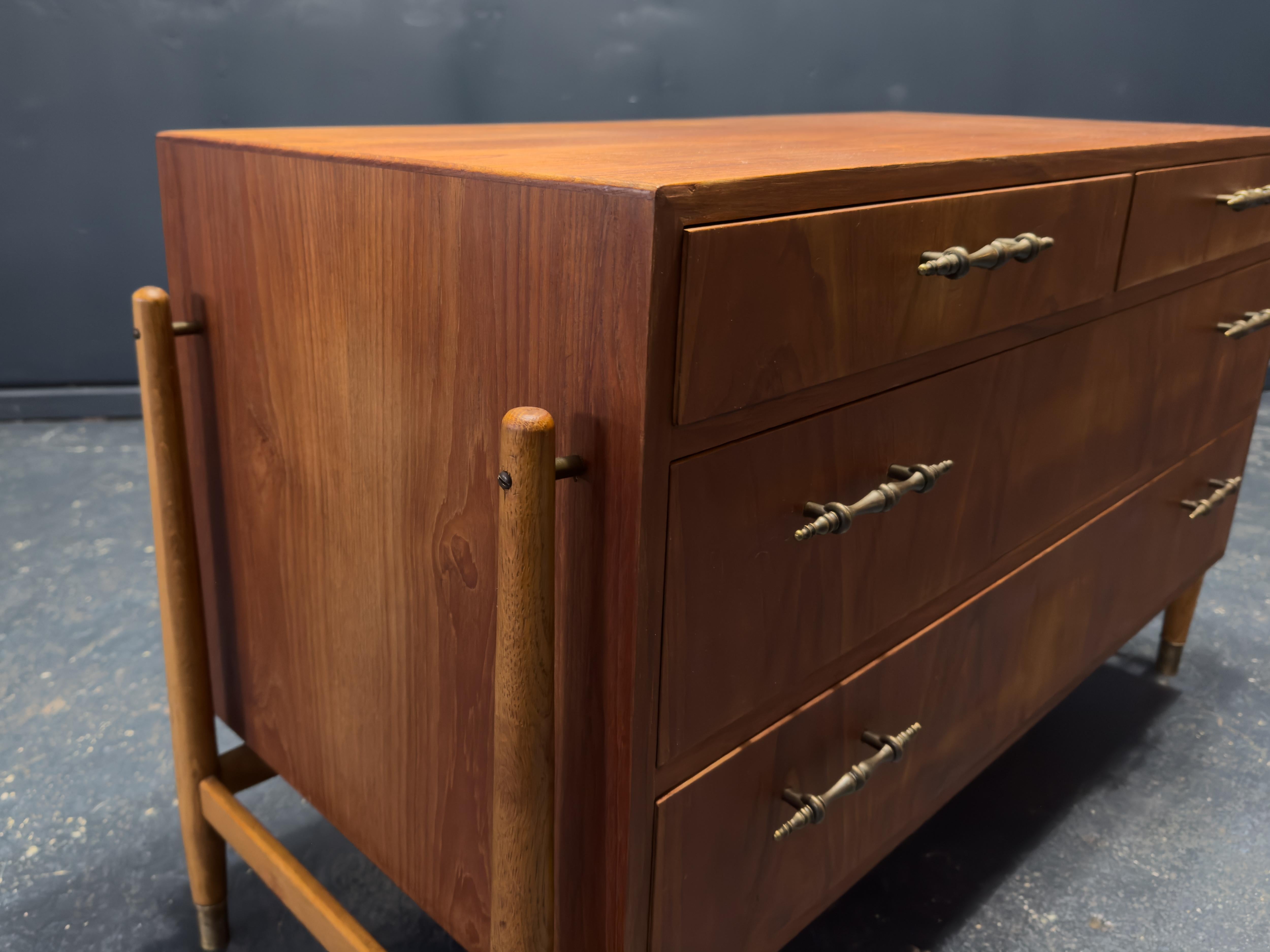 Teak Chest of Drawers with Brass Handles 3