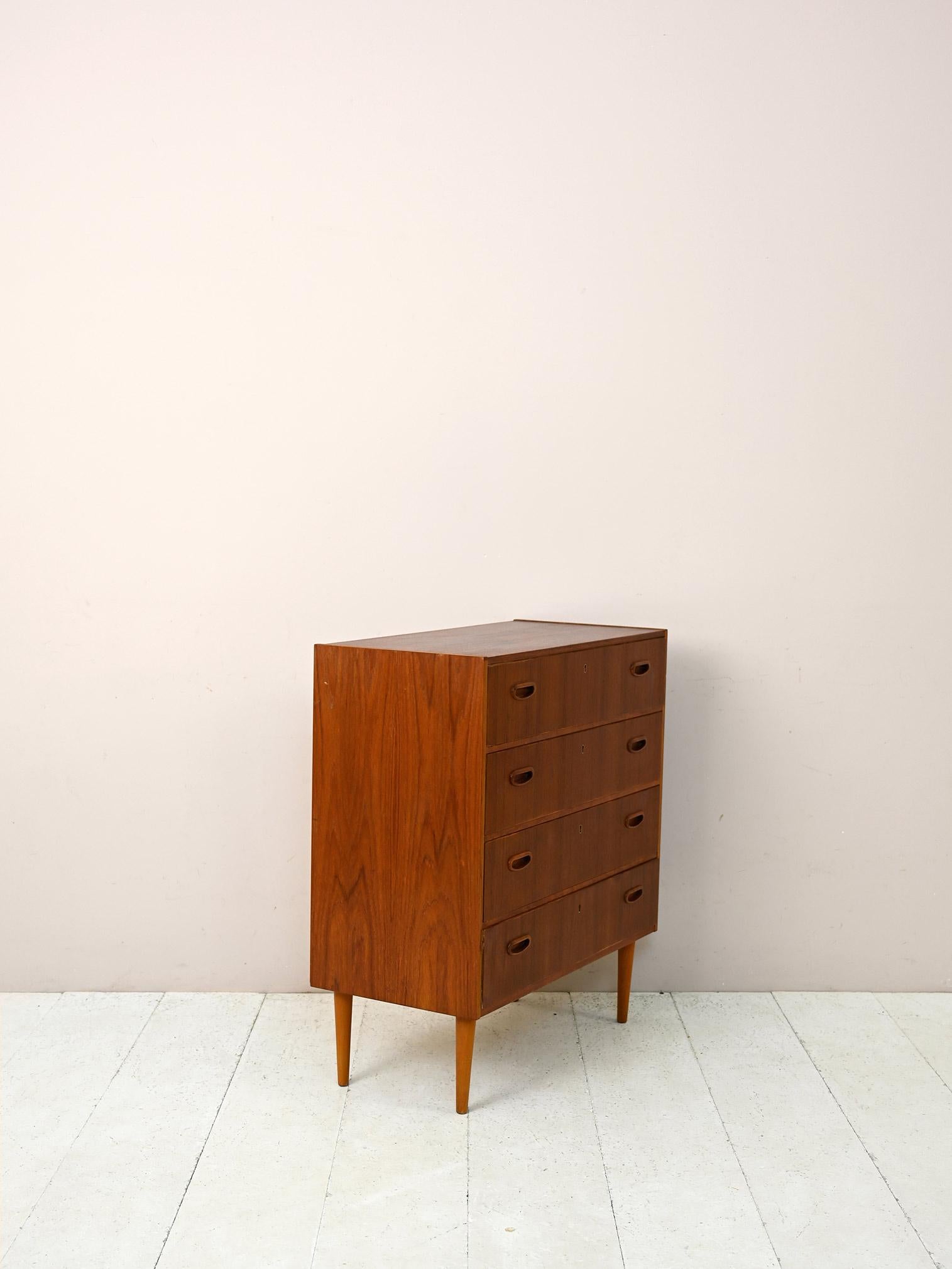 Scandinavian Modern Teak chest of drawers with lockable drawers For Sale