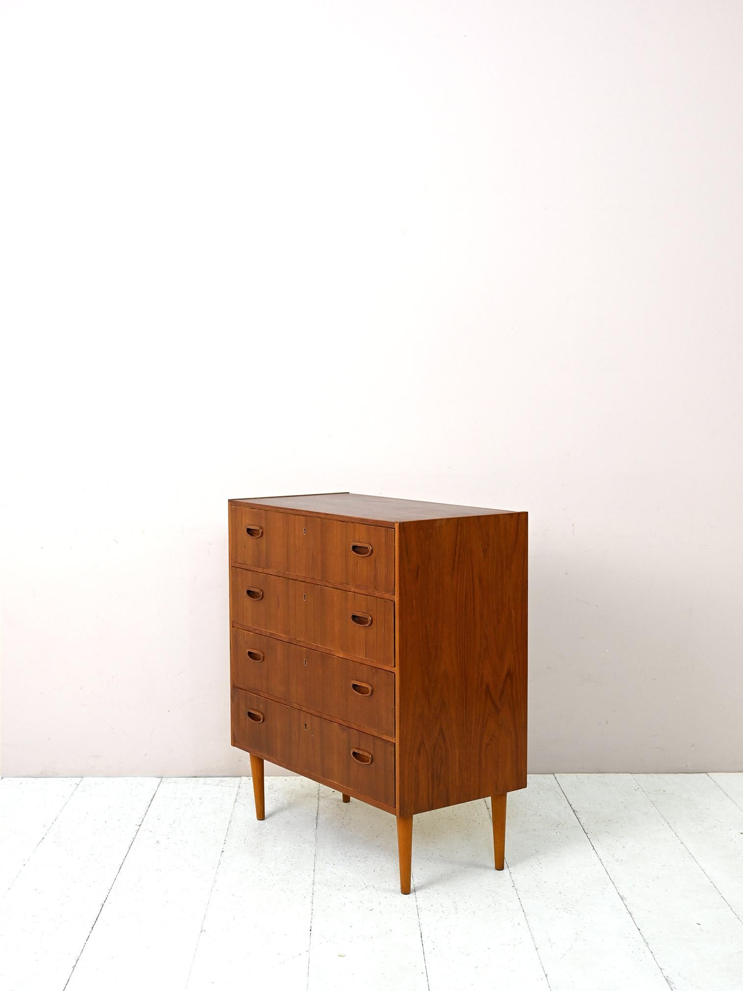 Scandinavian Teak chest of drawers with lockable drawers For Sale