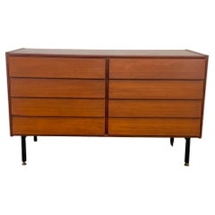 Teak Chest of Drawers With Metal Leggings & Adjustable Brass Feet