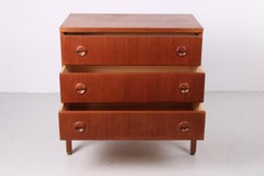 Teak Chest of Drawers with Round Handles and Adjustable Legs