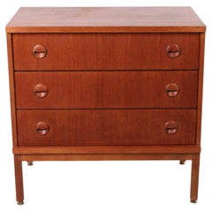 Teak Chest of Drawers with Round Handles and Adjustable Legs