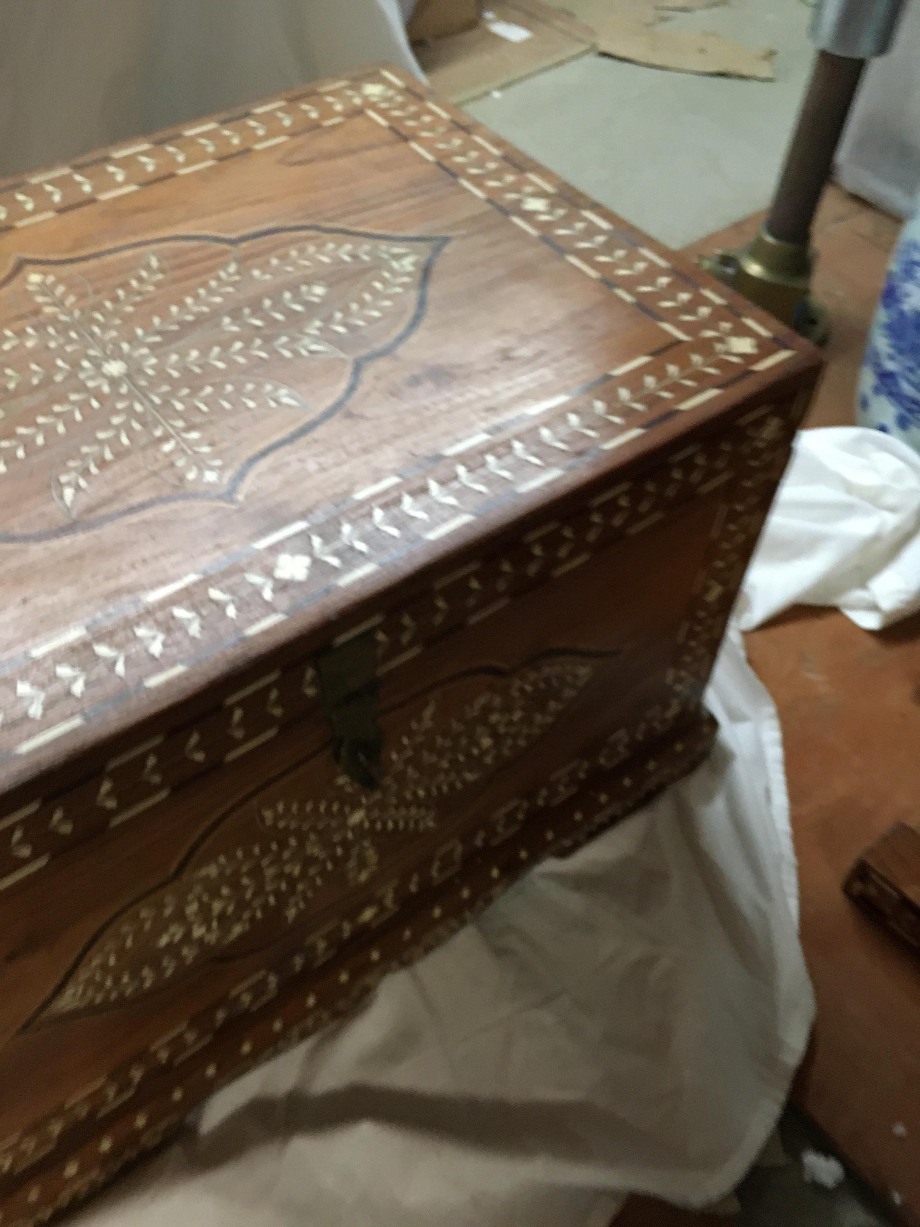 Teak Chest with Bone and Rosewood Inlay 5
