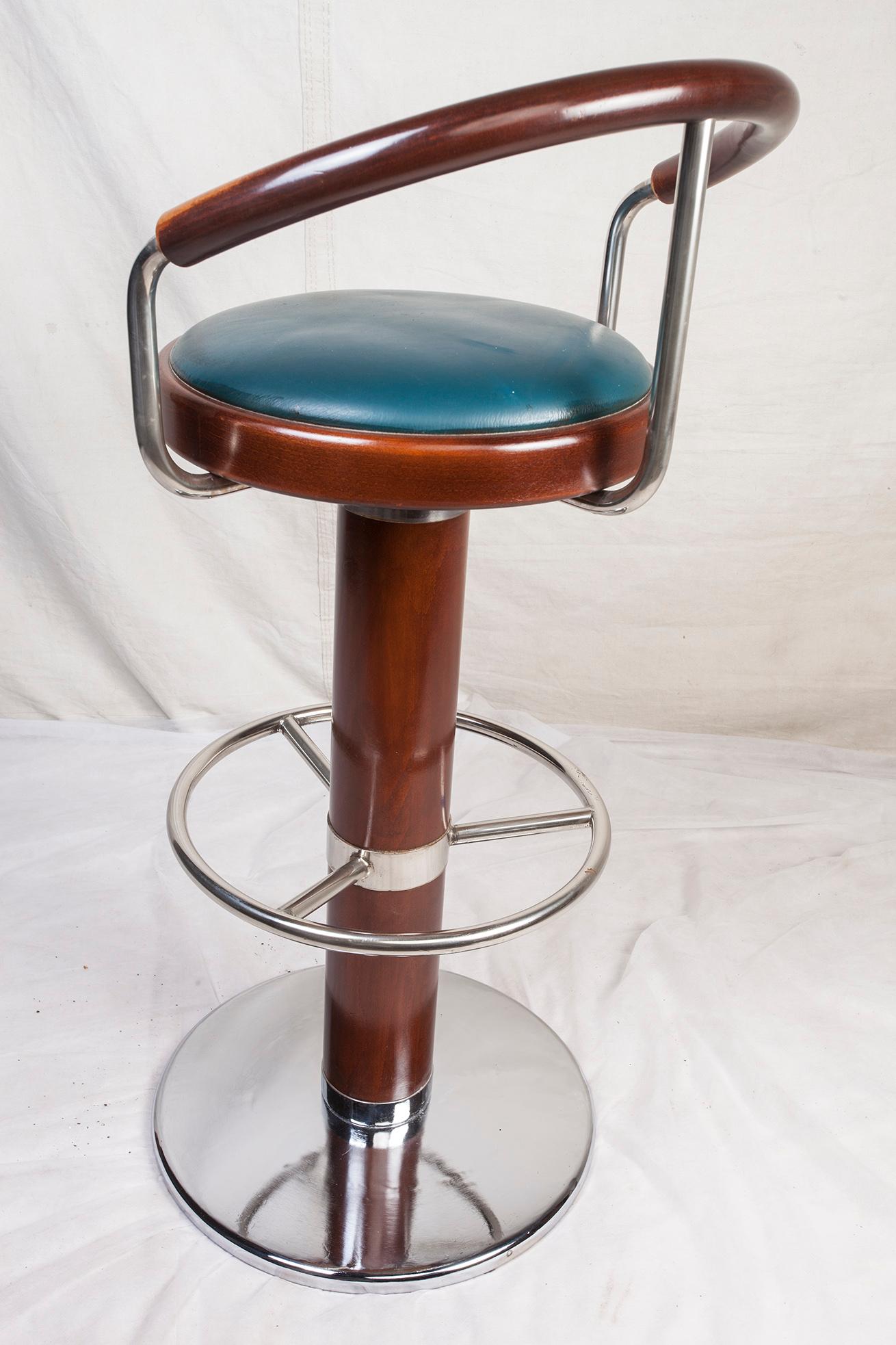 Rustic Teak & Chrome Bar Stools & Granite High Top Table from European Cruise Ship