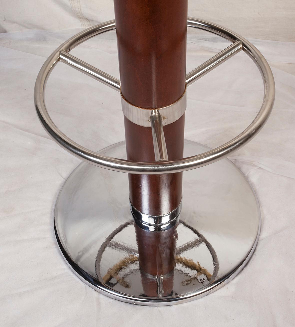 20th Century Teak & Chrome Bar Stools & Granite High Top Table from European Cruise Ship