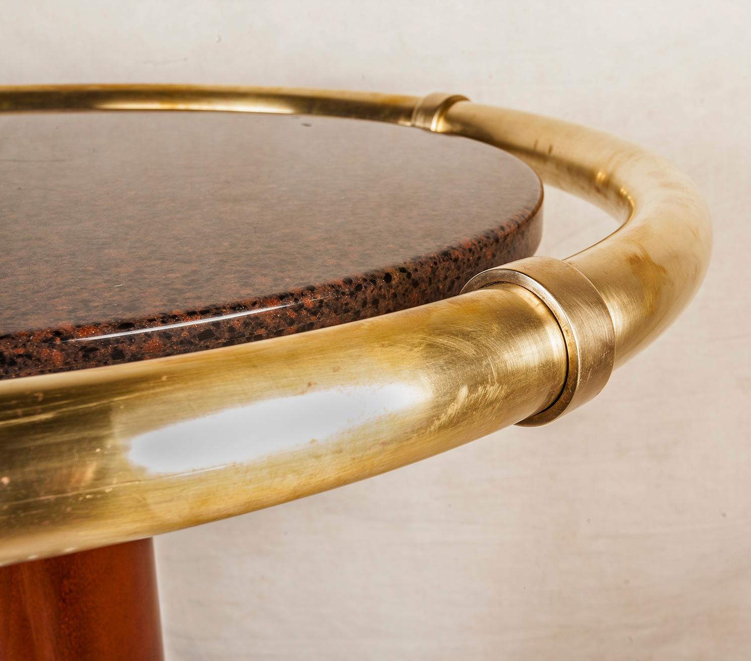 Teak & Chrome Bar Stools & Granite High Top Table from European Cruise Ship 1
