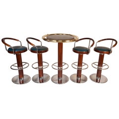 Teak & Chrome Bar Stools & Granite High Top Table from European Cruise Ship