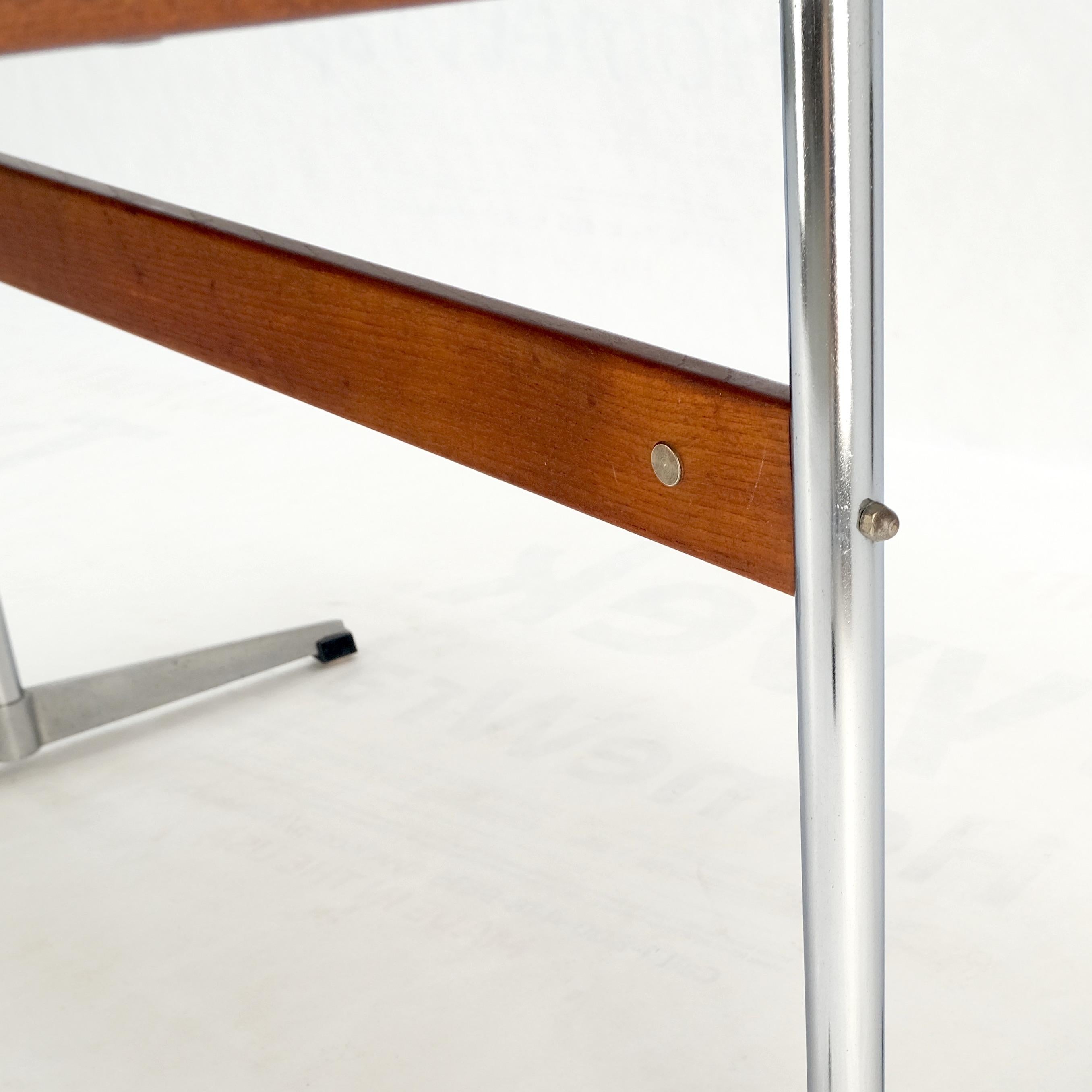 Teak & Chrome Base Mid Century Danish Modern Petit Desk Console Writing Table For Sale 6