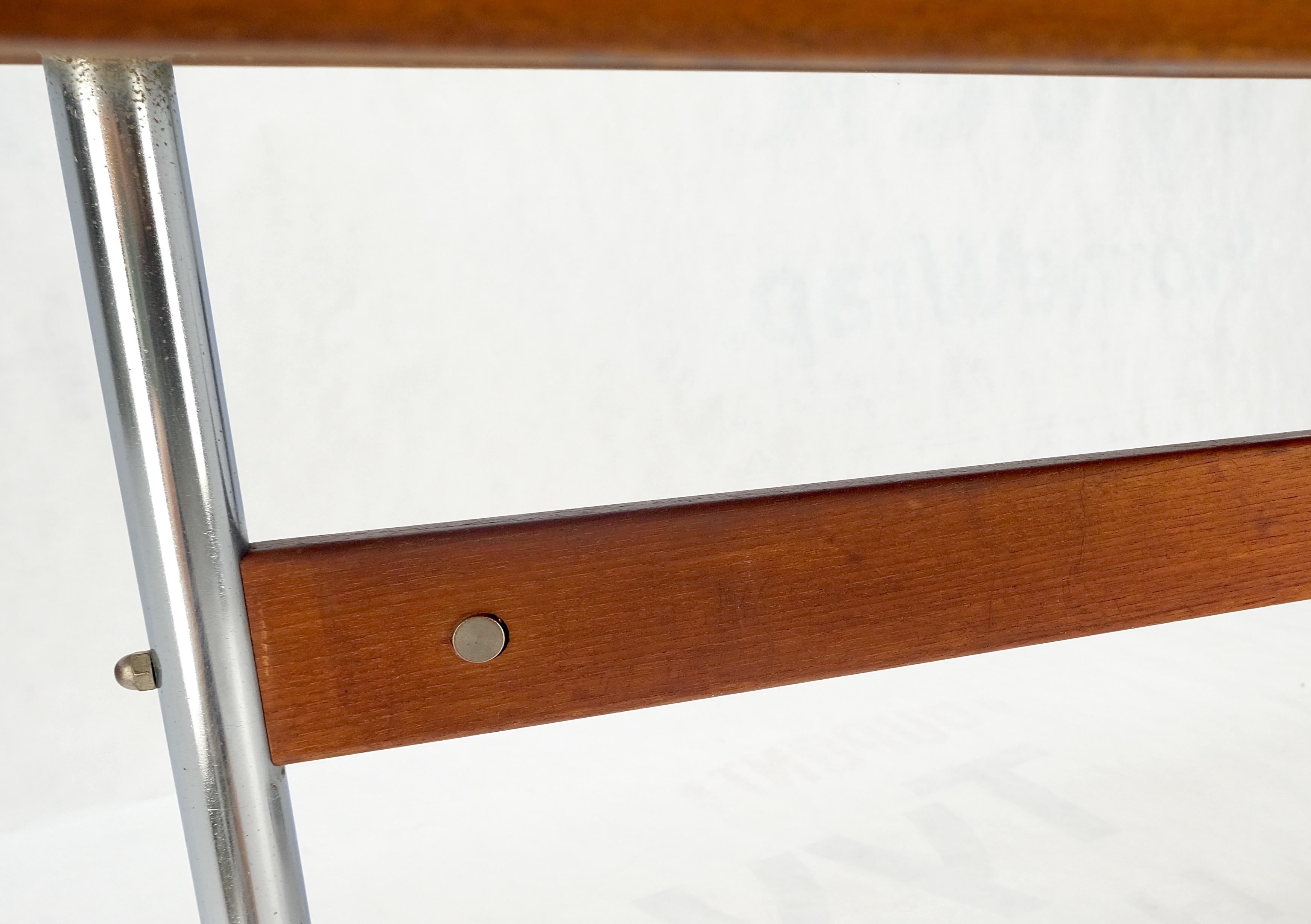 Teak & Chrome Base Mid Century Danish Modern Petit Desk Console Writing Table For Sale 8