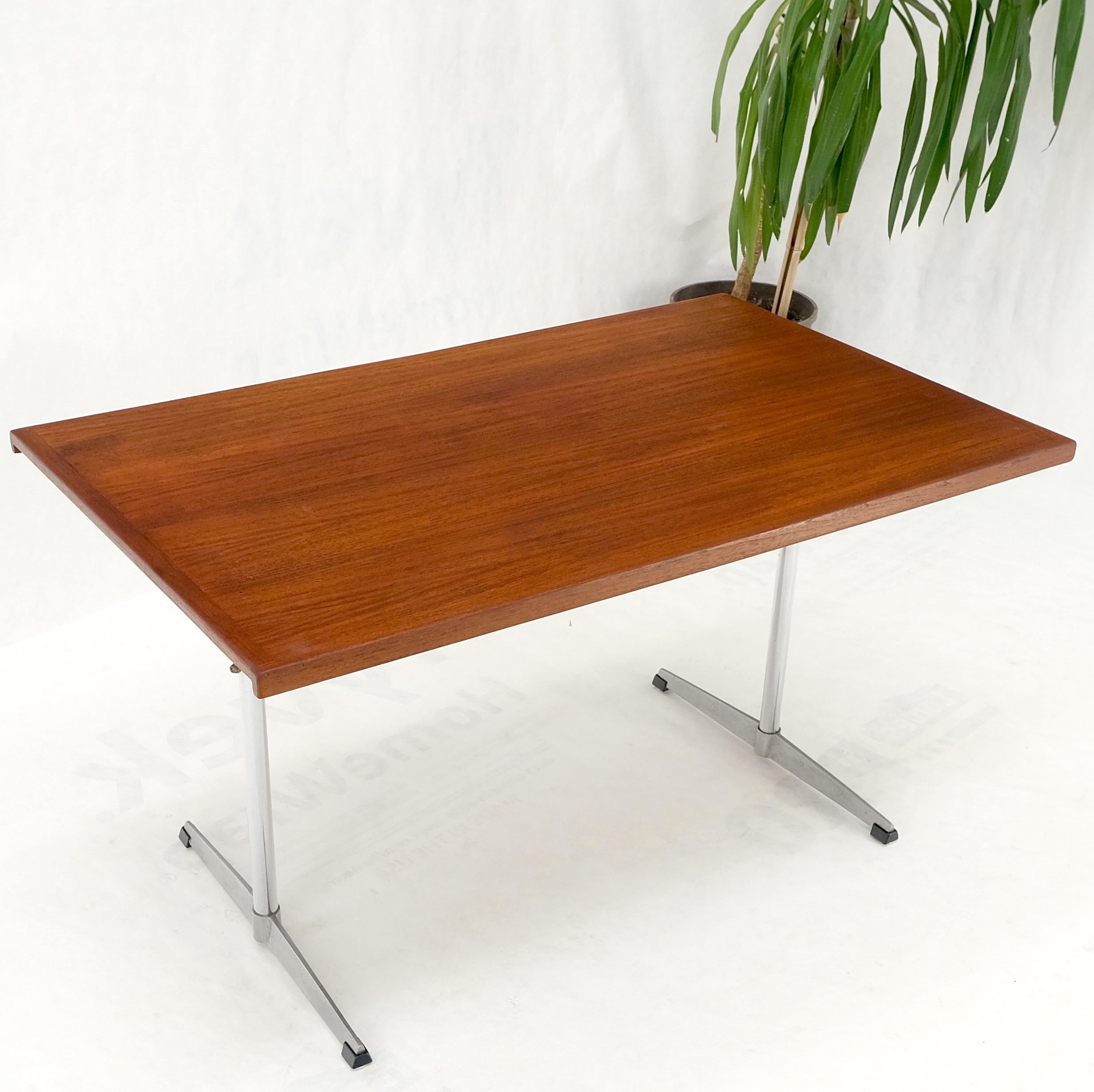 Teak & Chrome Base Mid Century Danish Modern Petit Desk Console Writing Table For Sale 10