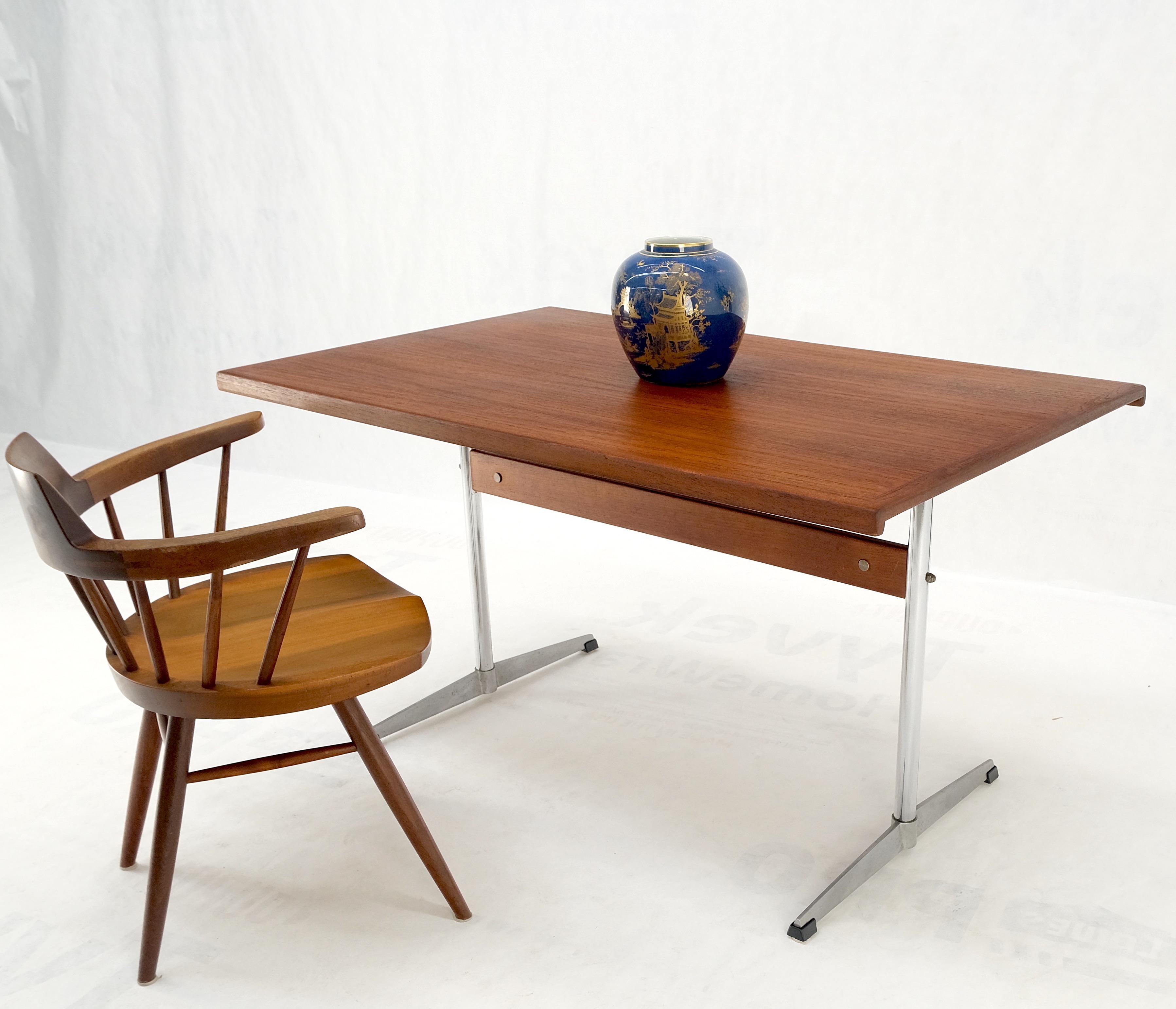 Teak & Chrome Base Mid Century Danish Modern Petit desk Console writing table.